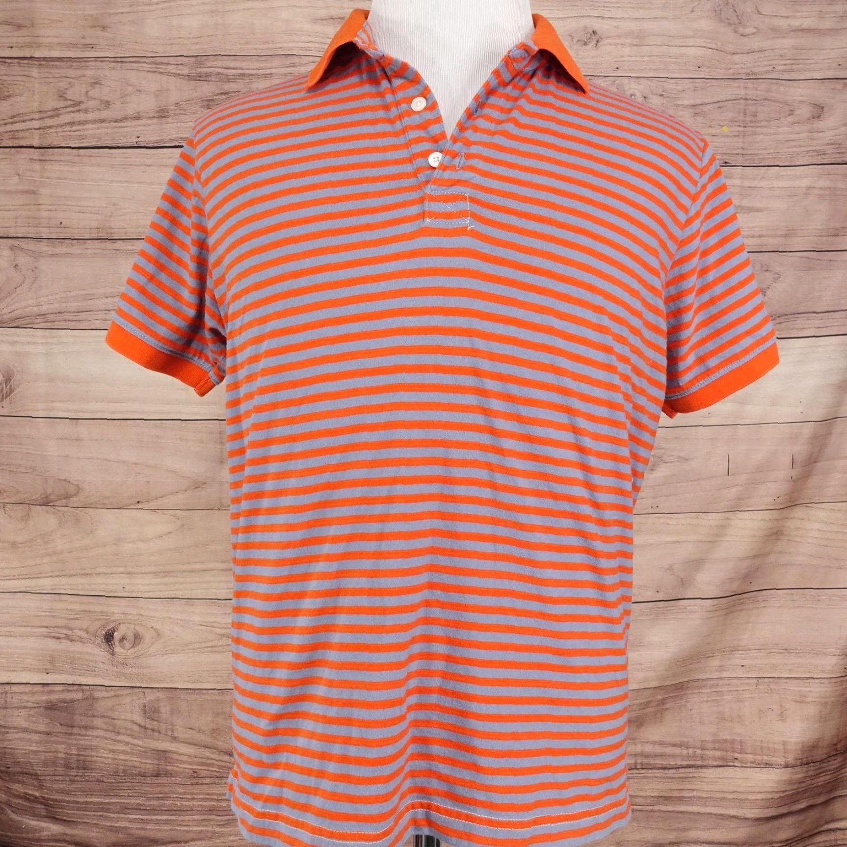 Bonobos Bonobos Polo Shirt Mens L Orange Gray Stripe 100% Cotton Standard Fit Casual Shirt Size US L / EU 52-54 / 3 - 3 Thumbnail