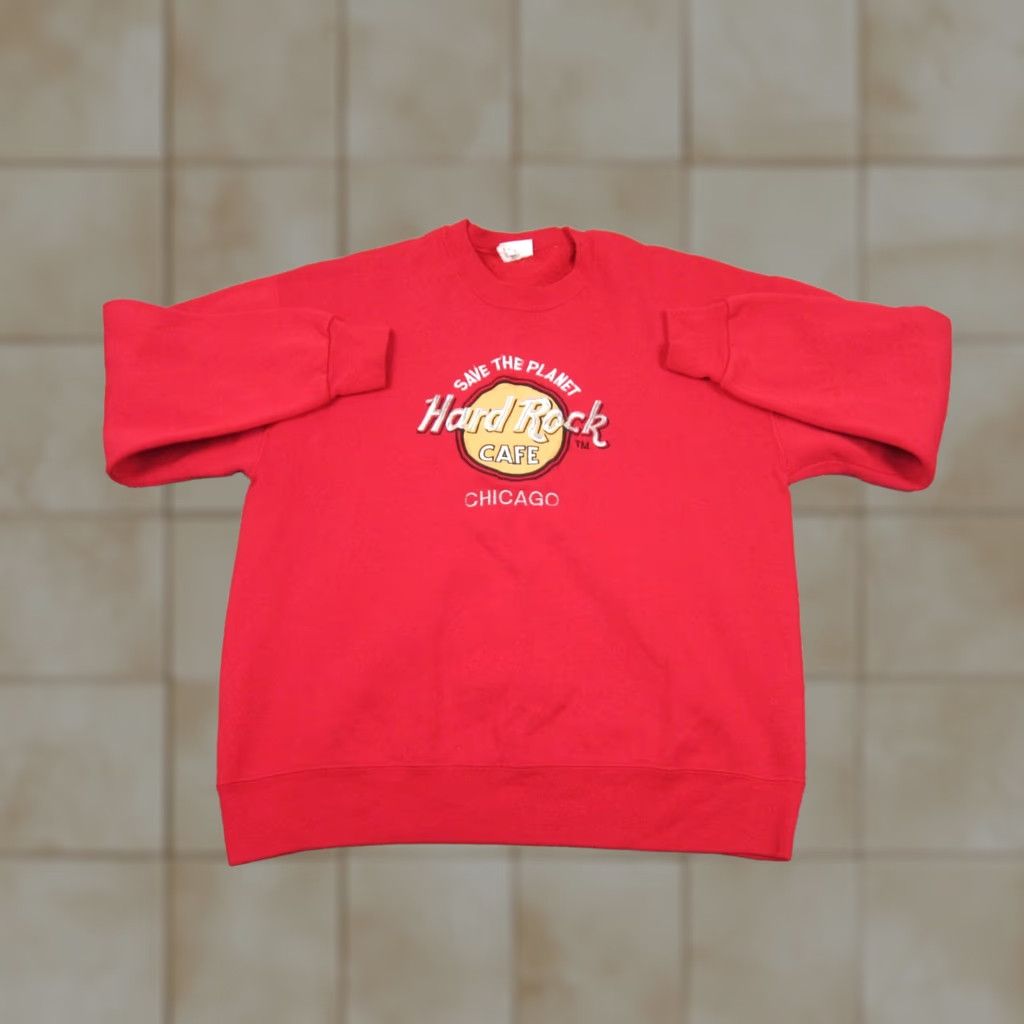 Hard Rock Cafe VINTAGE Hard Rock Cafe Sweatshirt Mens XL Red Chicago Made in USA Size US XL / EU 56 / 4 - 1 Thumbnail