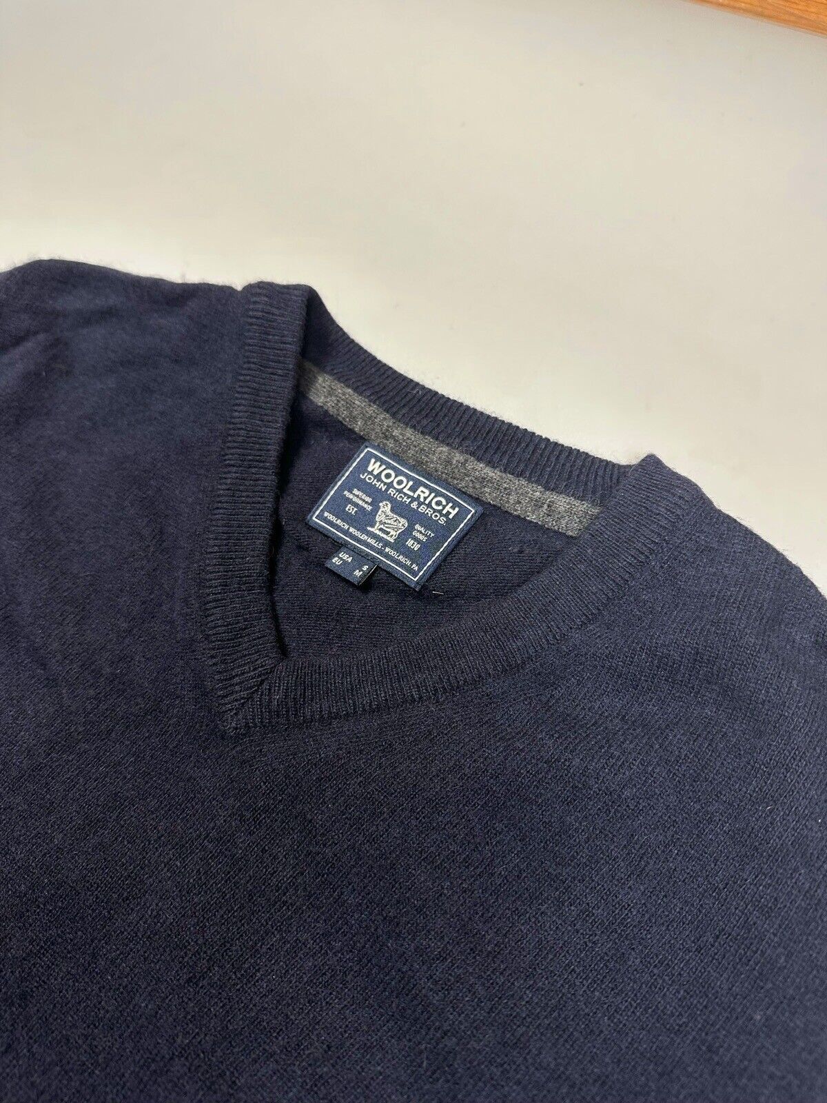Woolrich Woolen Mills Mens Blue Woolen pullover v-neck by Woolrich S-M Size US S / EU 44-46 / 1 - 2 Thumbnail