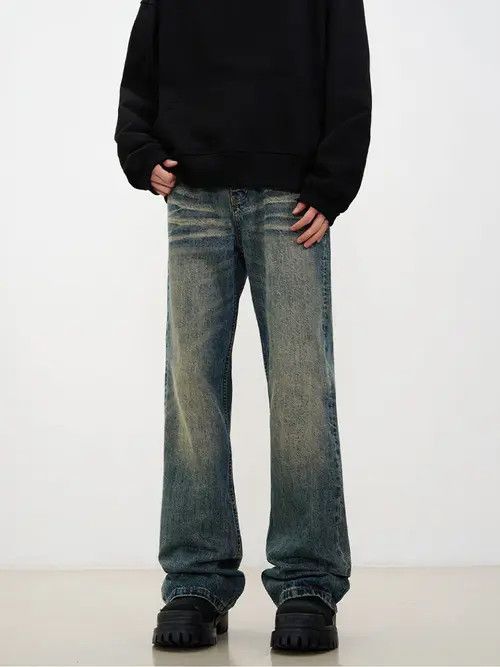 Japanese Brand × Jean Vintage washed distressed straight cleanfit flared jeans Size US 32 / EU 48 - 4 Thumbnail