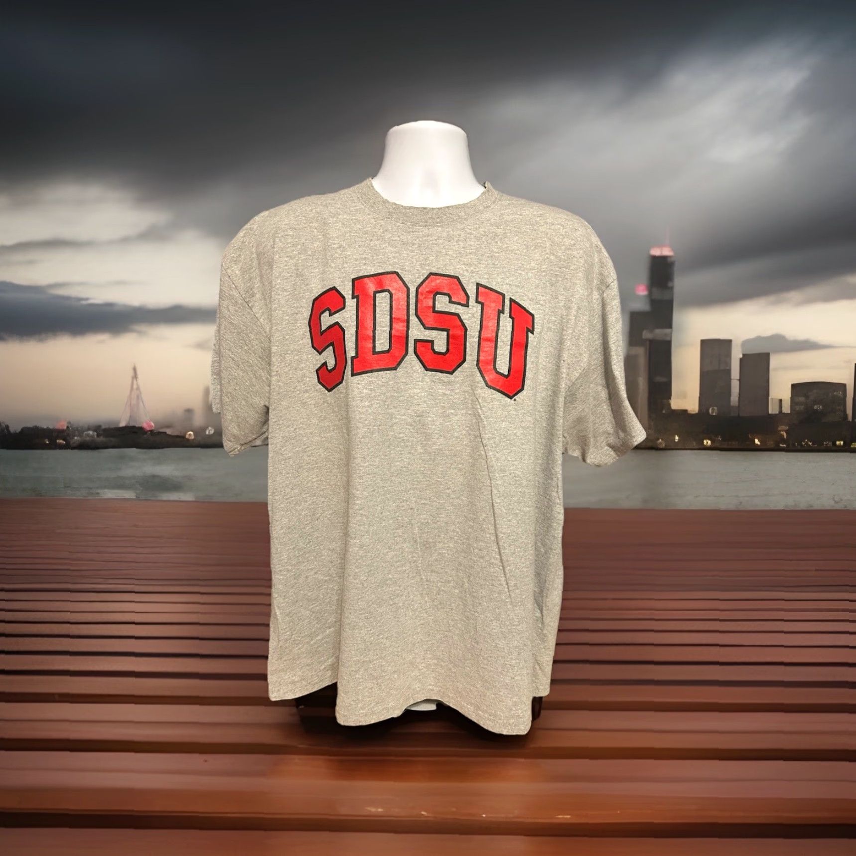 Soffe VTG San Diego State University SDSU Shirt Unisex Adults 2XL Heather Gray Soffe Logo Graphic Tee Shirt Size US XXL / EU 58 / 5 - 7 Thumbnail