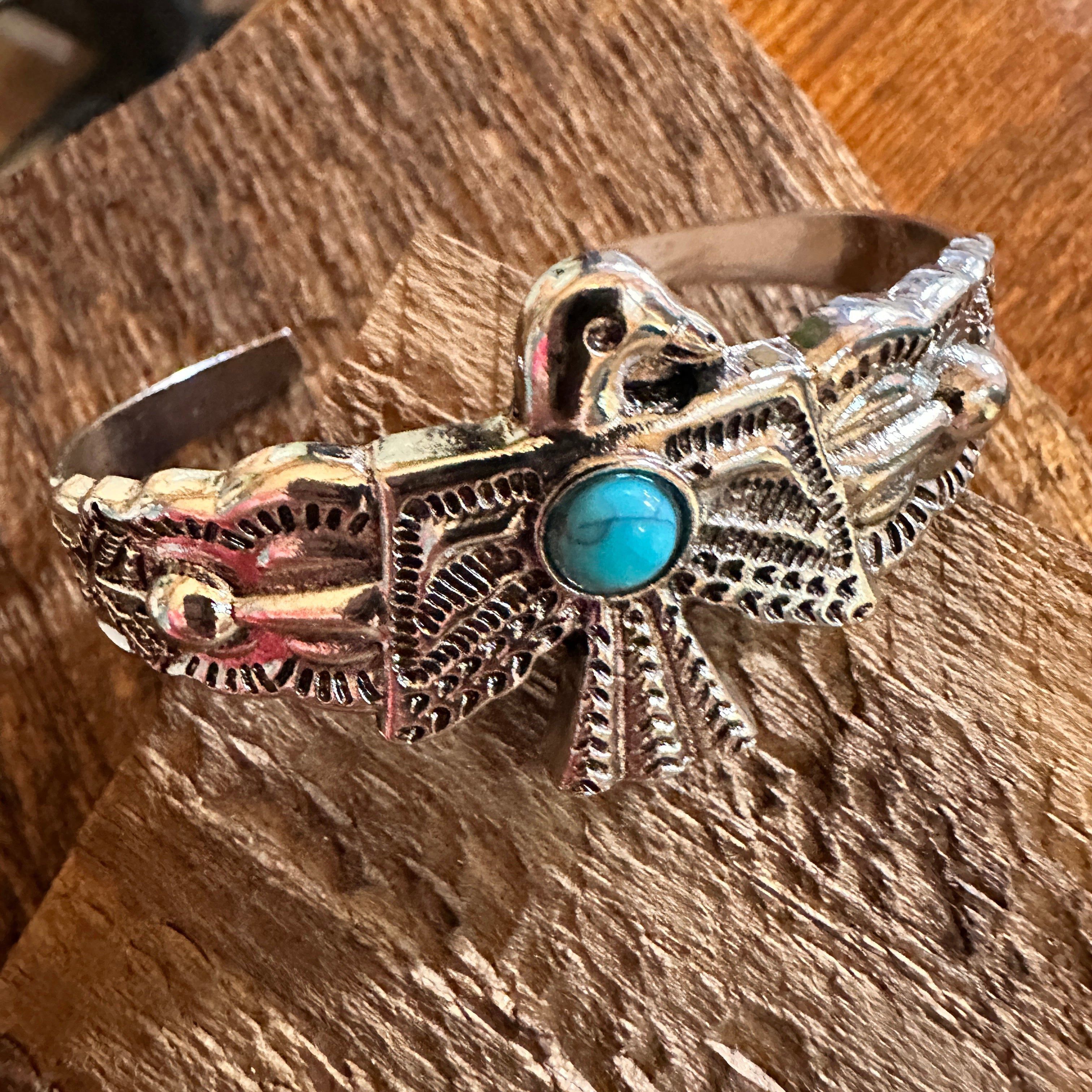 Other Vintage Bohemian Thunderbird Bangle Bracelet with Turquoise Size ONE SIZE - 6 Thumbnail