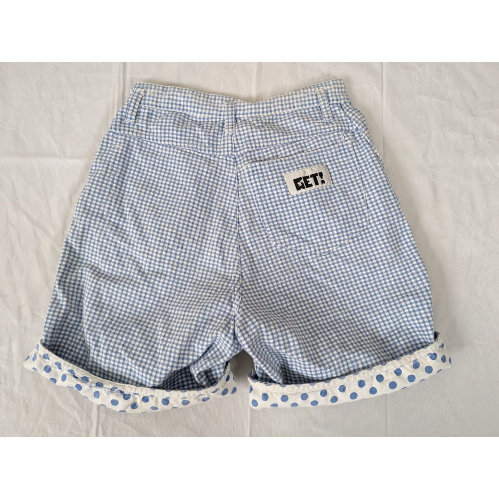 Vintage VINTAGE Mom Denim High Rise Bermuda 26 Jeans 90s Blue Blue Check Polka Dot Button Fly Women's 2 S4W Size 26" / US 2 / IT 38 - 4 Thumbnail