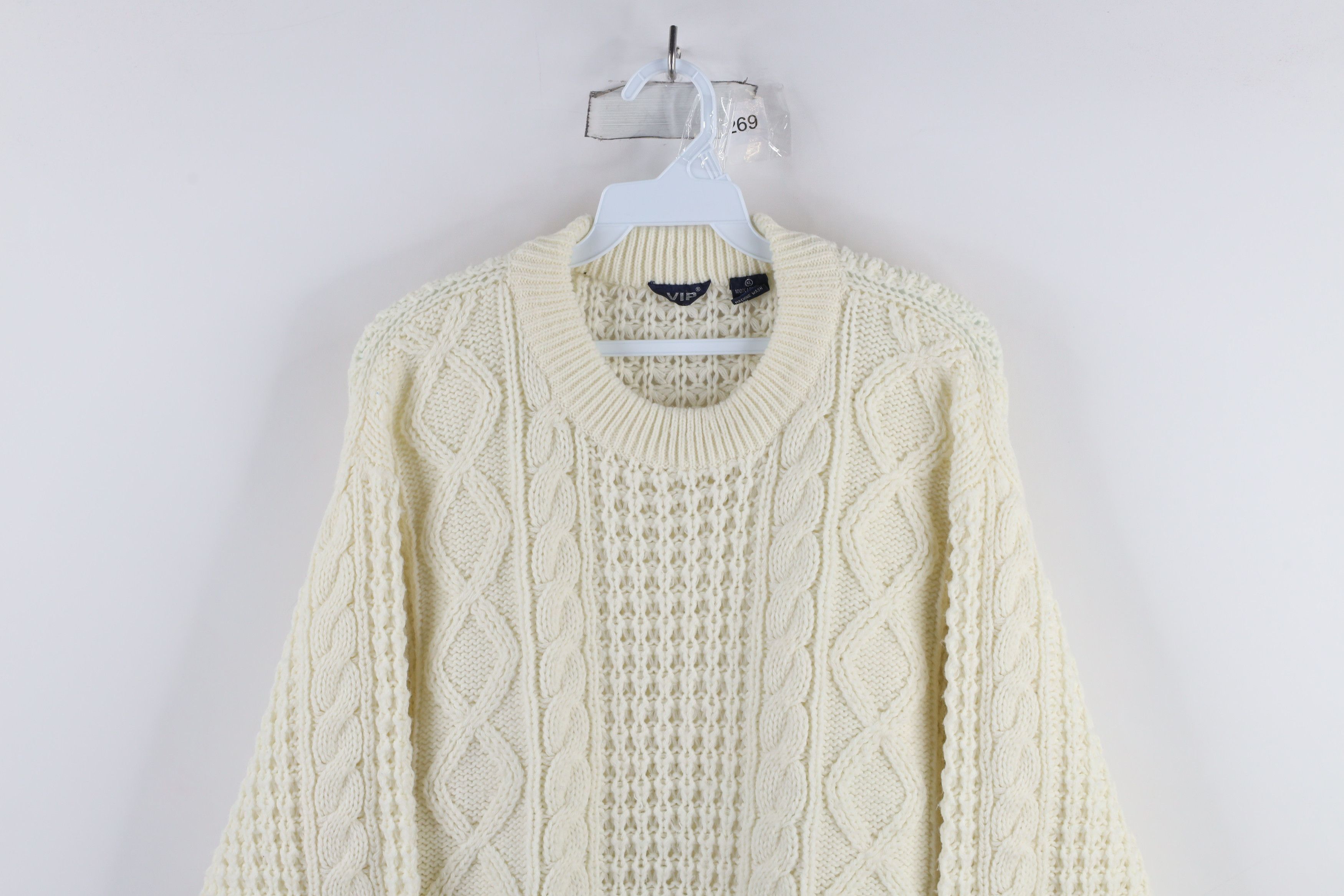 Vintage Vintage 70s Streetwear Knit Fisherman Sweater Cream Acrylic Size US XL / EU 56 / 4 - 2 Thumbnail