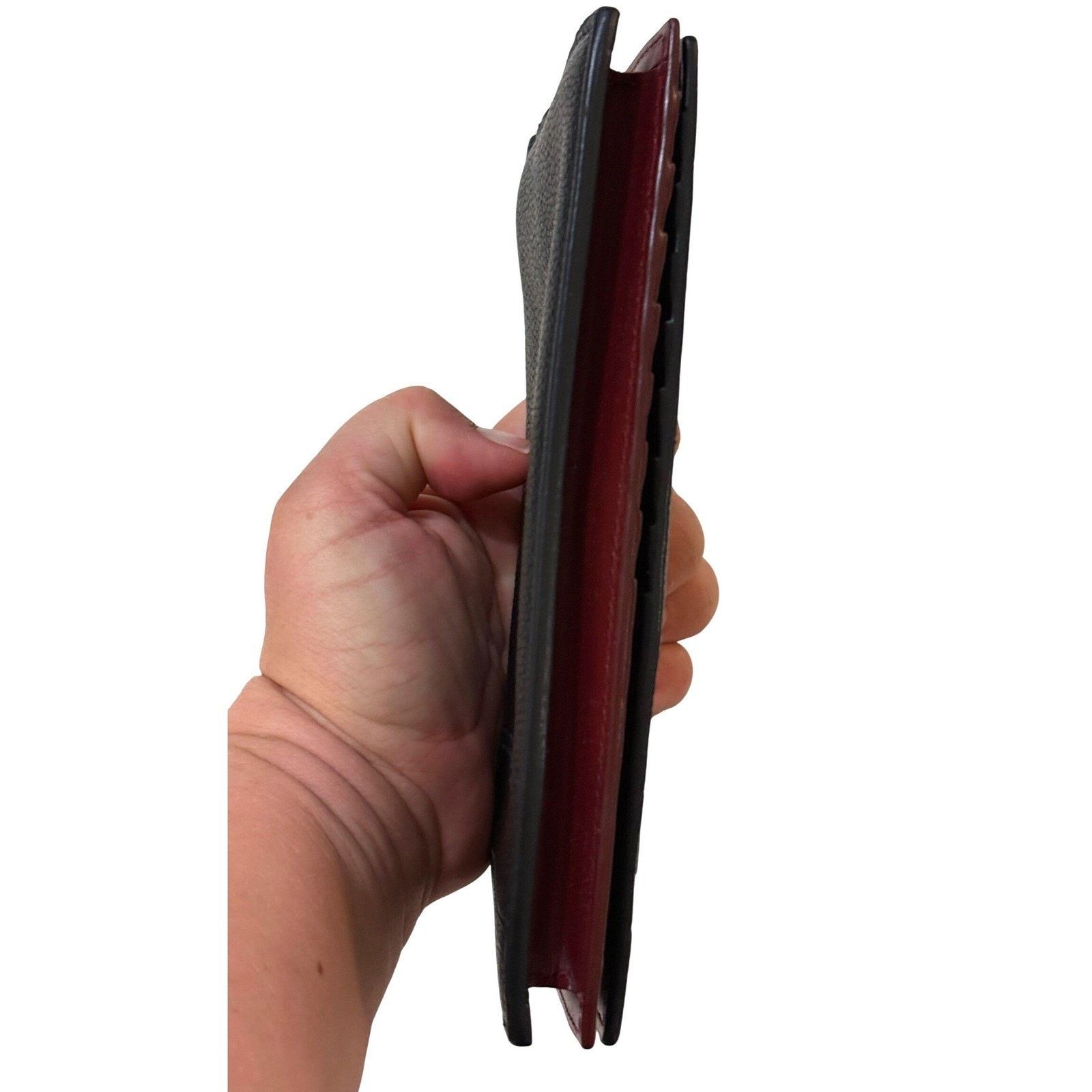 Bvlgari BVLGARI Wallet Womens Black Leather Burgundy Interior Italy Size ONE SIZE - 6 Thumbnail