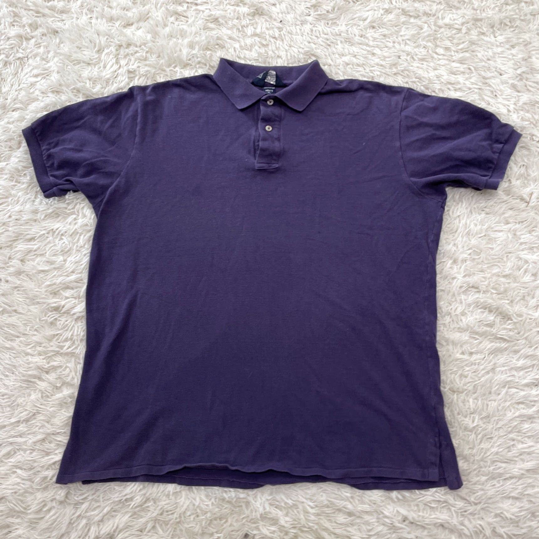 Lands' End Lands' End Polo Shirt Mens XL Purple Vintage 90s Preppy Made USA Retro Knit Cotton Solid Short Sleeve Button Chest 52"} Size US XL / EU 56 / 4 - 2 Thumbnail