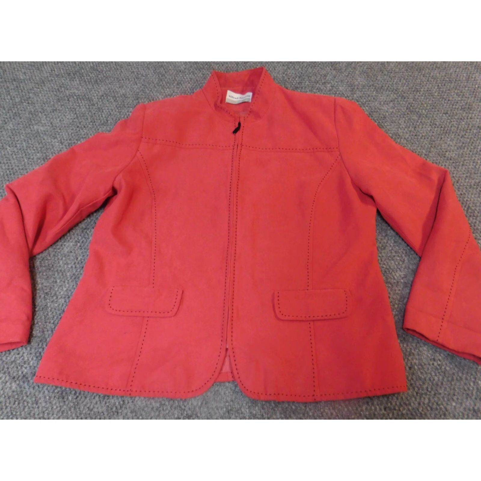 Vintage Alfred Dunner Jacket 14P Pink Full Zip Womens Petite Casual Knit Embroidered Solid Mid-Length Long Sleeve Regular Jacket Size XL / US 12-14 / IT 48-50 - 2 Thumbnail
