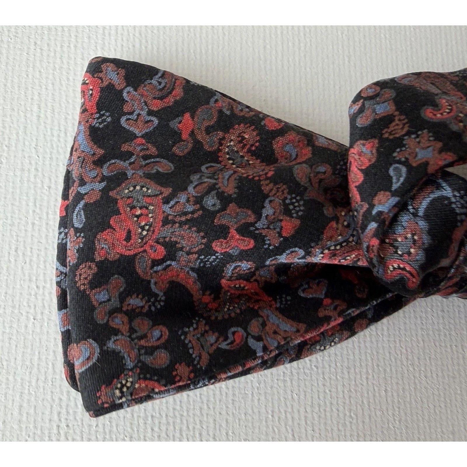 Oscar De La Renta Oscar de la Renta Vintage Silk Bow Tie BlackRed Paisley USA Size ONE SIZE - 6 Thumbnail