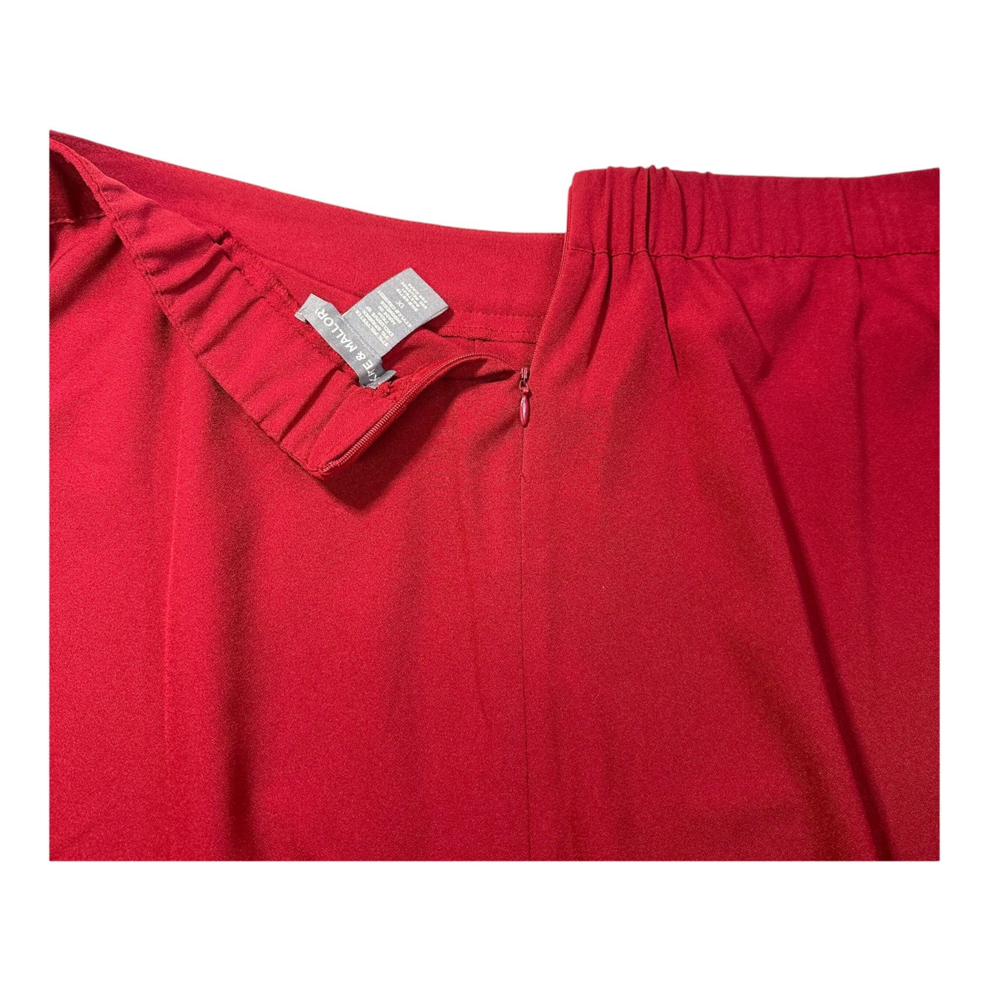 Designer Kate & Mallory Cranberry Red Front Pleated Skirt 1X Poly/Spa Size 32" / US 10 / IT 46 - 4 Thumbnail