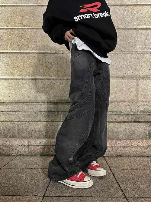 VIBE Men's washed casual straight flared jeans Size US 32 / EU 48 - 5 Thumbnail