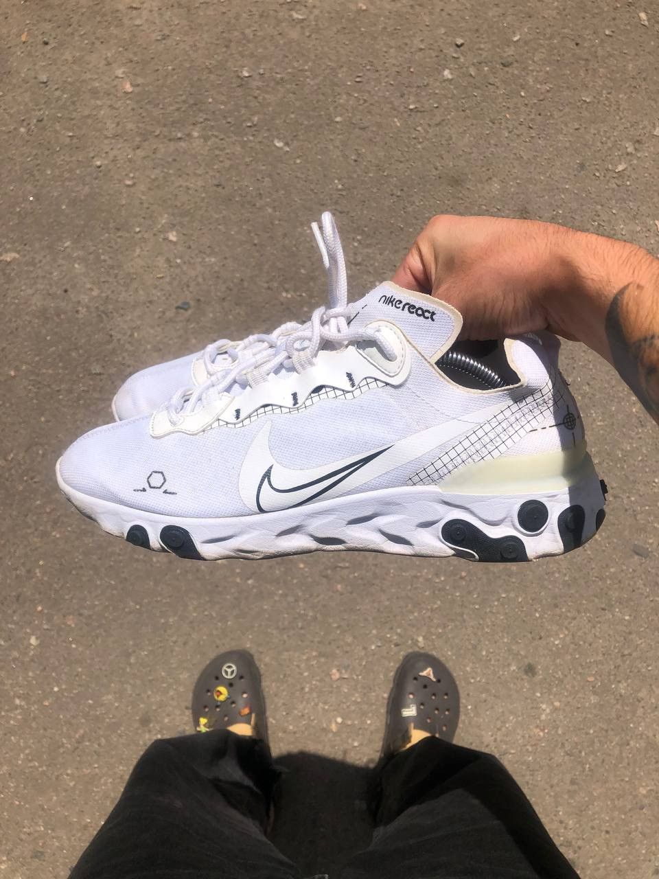 Nike Streetwear Vintage VERY RARE NIKE REACT ELEMENT 55 WHITE JAPAN STYLE Y2K DRILL Grailed