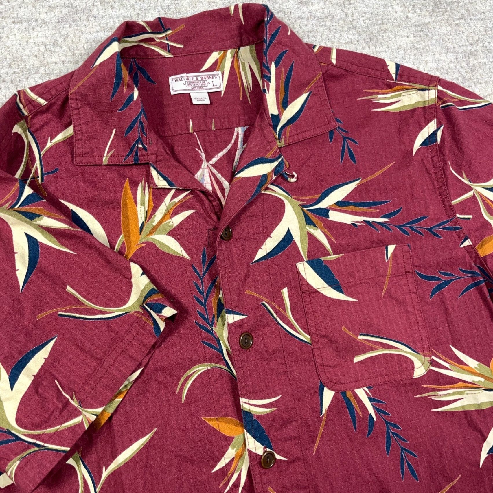 Wallace & Barnes Wallace & Barnes Shirt Men Large Red Button Up Floral Hawaiian Rip Stop Loop Size US L / EU 52-54 / 3 - 2 Thumbnail