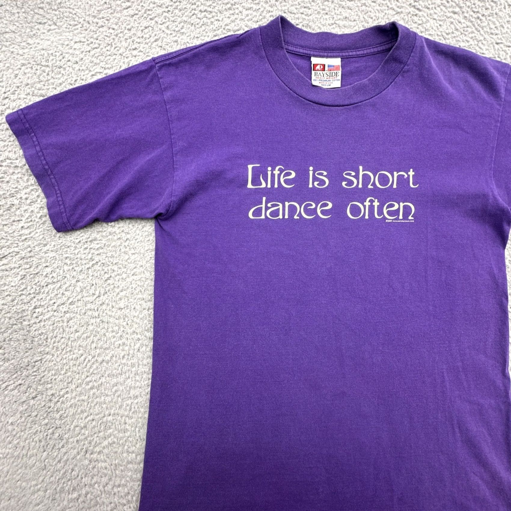 Vintage VINTAGE Bayside Mens M Purple T Shirt USA Made Dance Often Logo Solid Short Sleeve Crew Neck Size US M / EU 48-50 / 2 - 4 Thumbnail