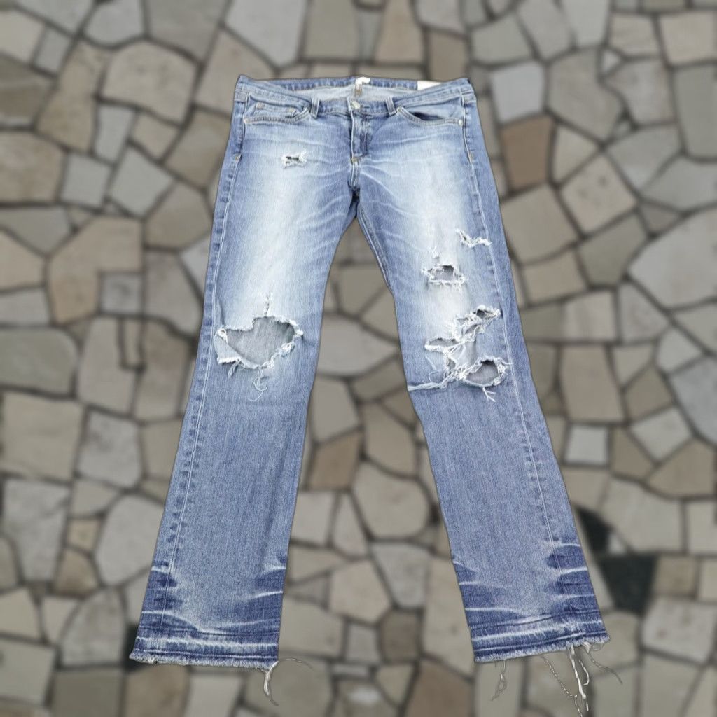 Rag & Bone VINTAGE Rag & Bone Crop Jeans Womens 32 Denim Distressed Frayed Hem Mid Rise Stretch Pockets 2010s Size 24" / US 00 / IT 34 - 1 Thumbnail