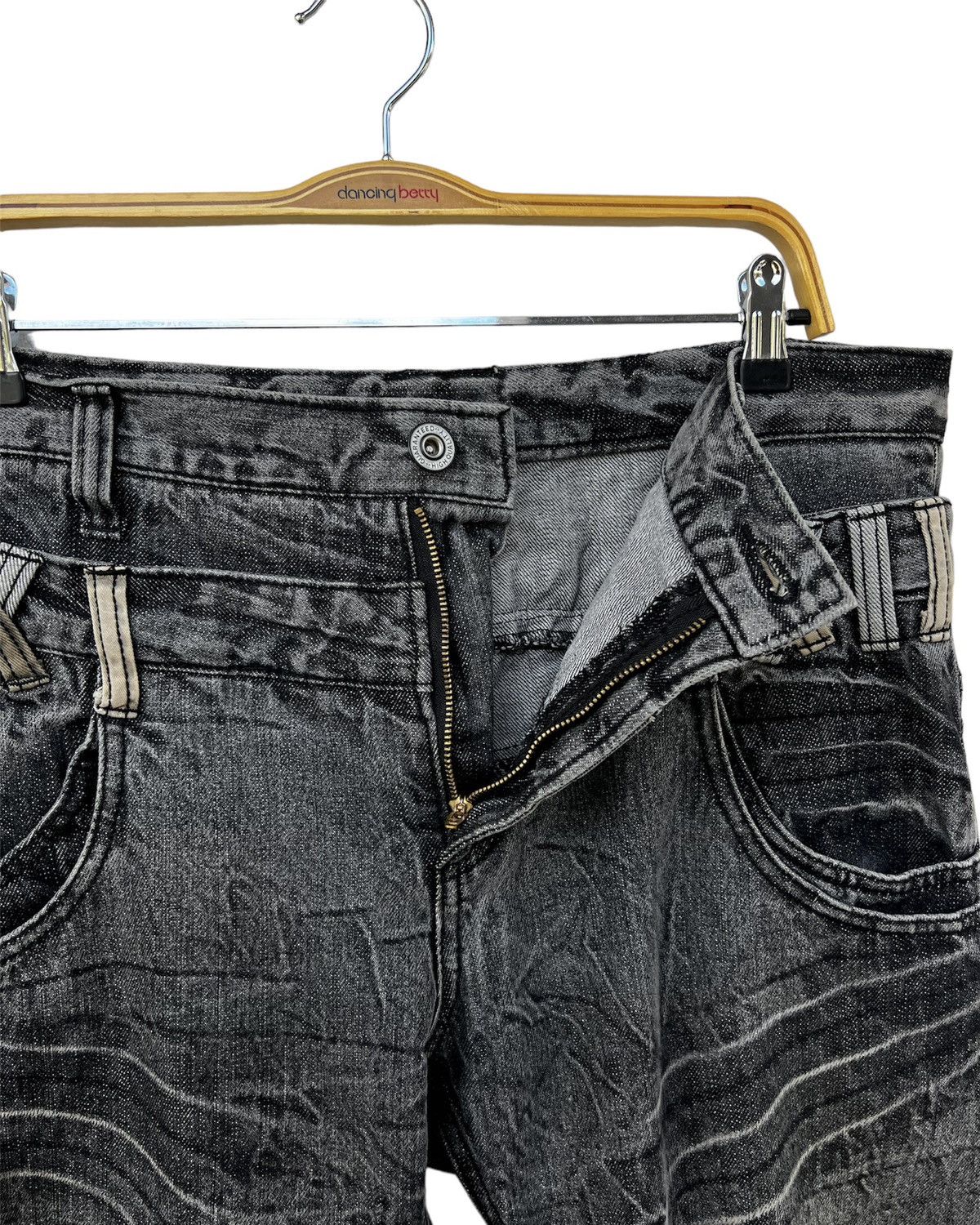 Japanese Brand Denim Jeans Double Waist Lightning Size US 35 - 5 Thumbnail