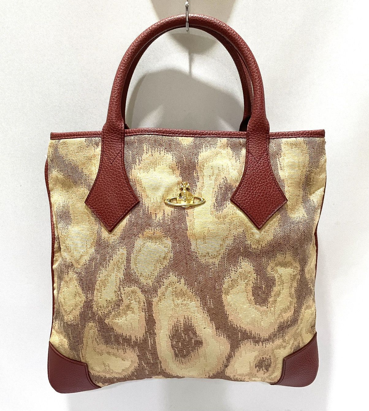 Vivienne Westwood Vintage Leopard Flat Orb Tote Bag in Red, Women's