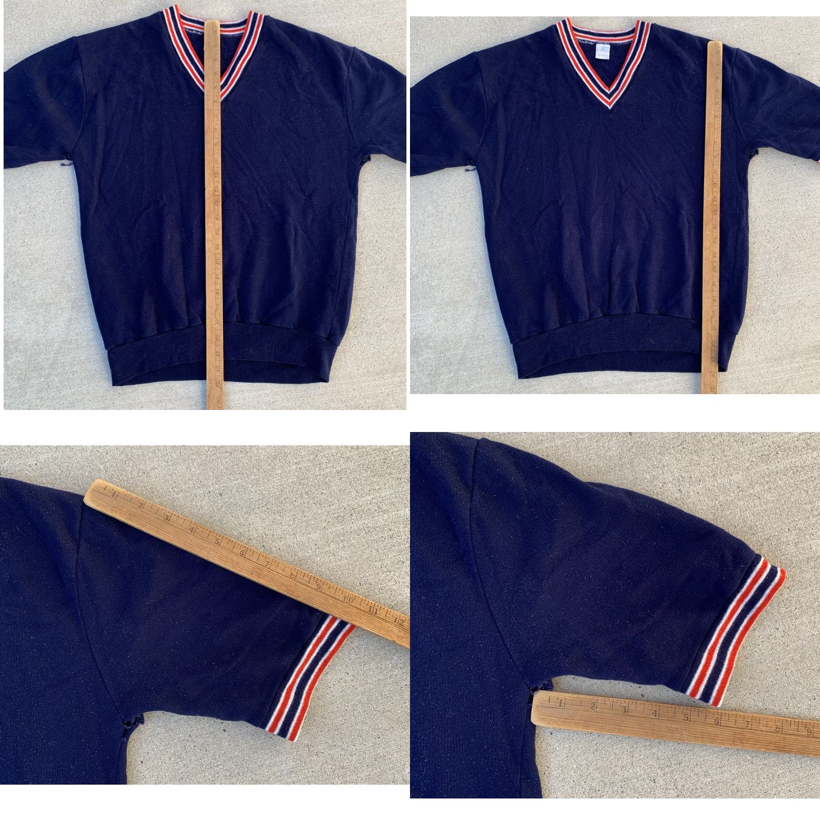 Vintage VINTAGE Short Sleeve Sweatshirt V-Neck Shirt Men M Blue Pullover Fleece Acrylic JCPenney Fashion rights? Size US M / EU 48-50 / 2 - 11 Thumbnail