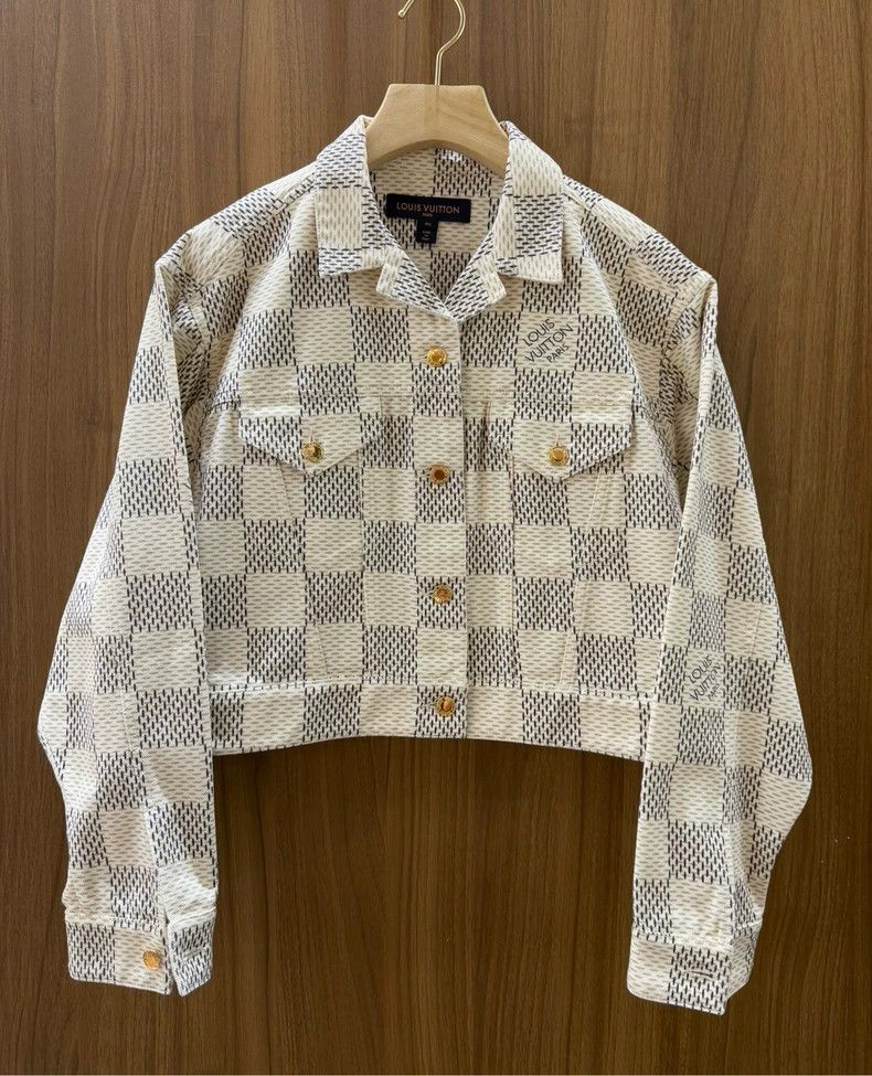 Louis Vuitton Louis Vuitton White checkered denim jacket Size S / US 4 / IT 40 - 1 Thumbnail