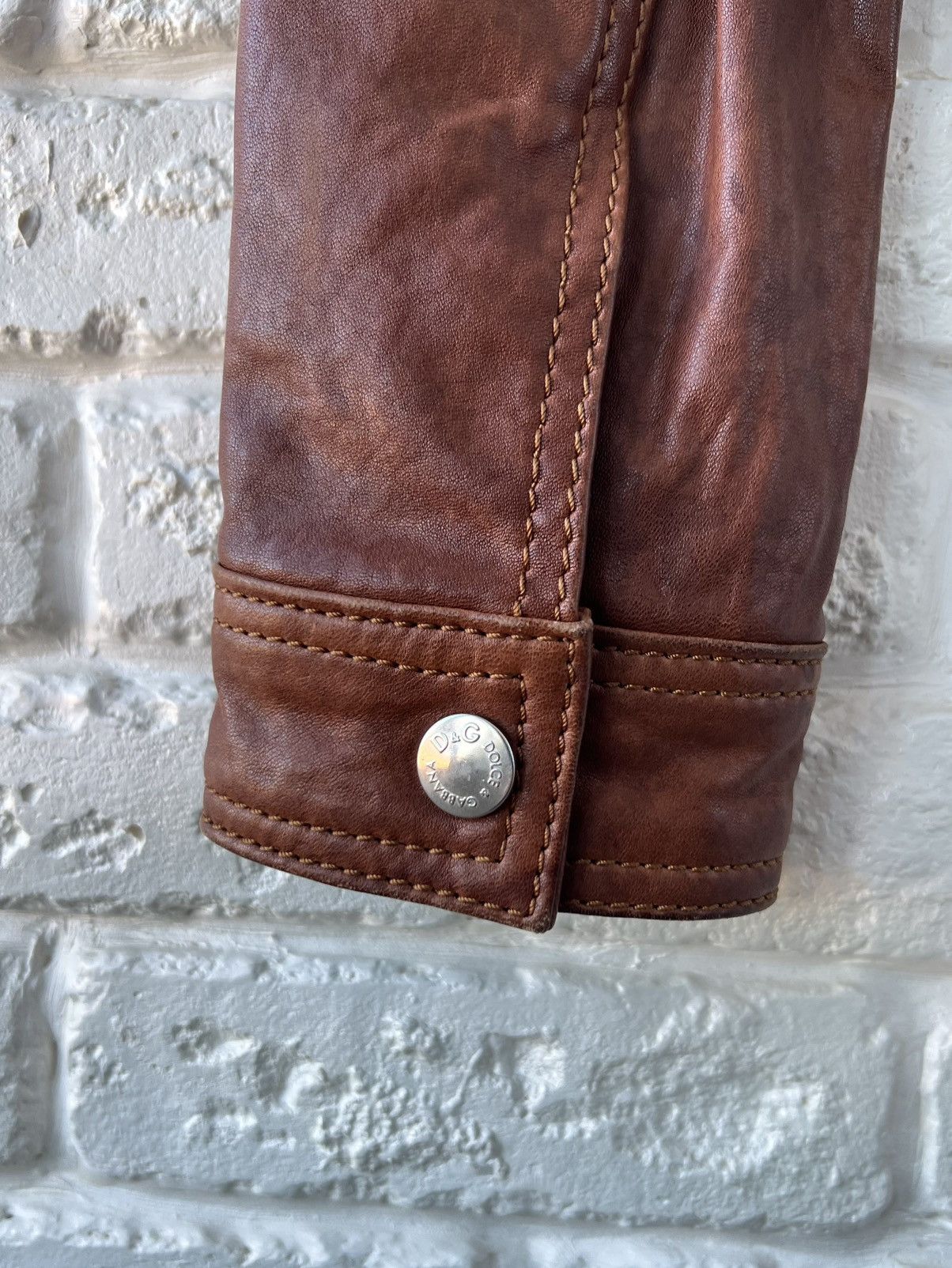 Dolce & Gabbana Dolce&Gabbana Brown Zip Leather Biker Jacket Size S / US 4 / IT 40 - 6 Thumbnail