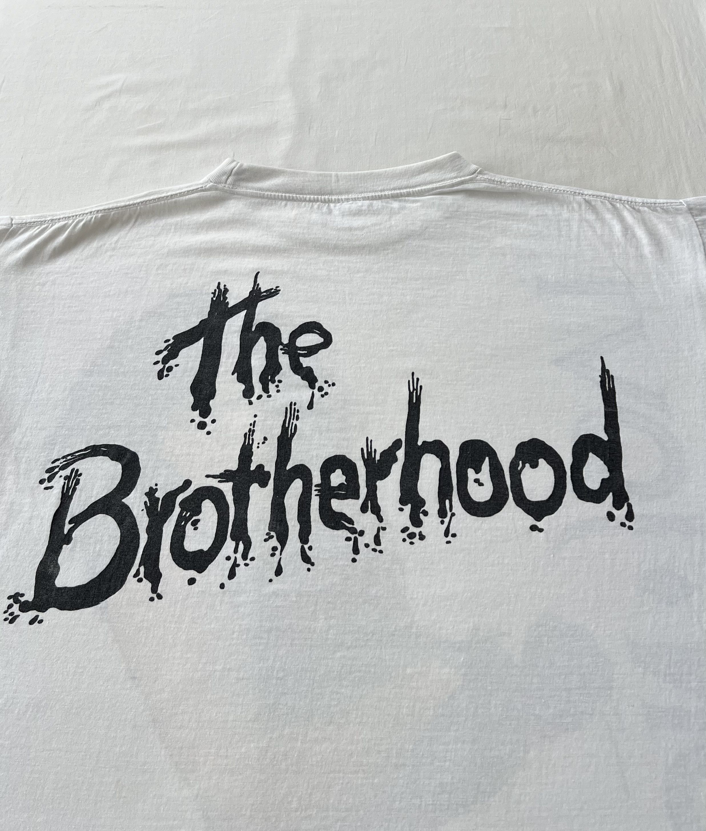 Band Tees Vintage 1988 Bon Jovi The Brotherhood 80s White T-shirt Size US L / EU 52-54 / 3 - 19 Thumbnail