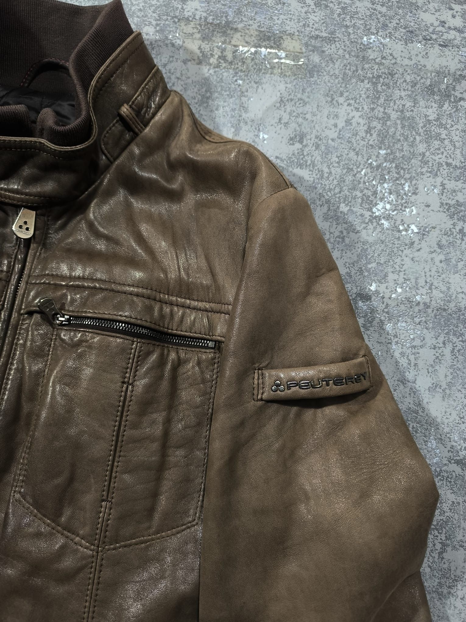Peuterey Vtg Peuterey Biker Brown Leather Jacket Avantgarde Designer Size US L / EU 52-54 / 3 - 10 Thumbnail