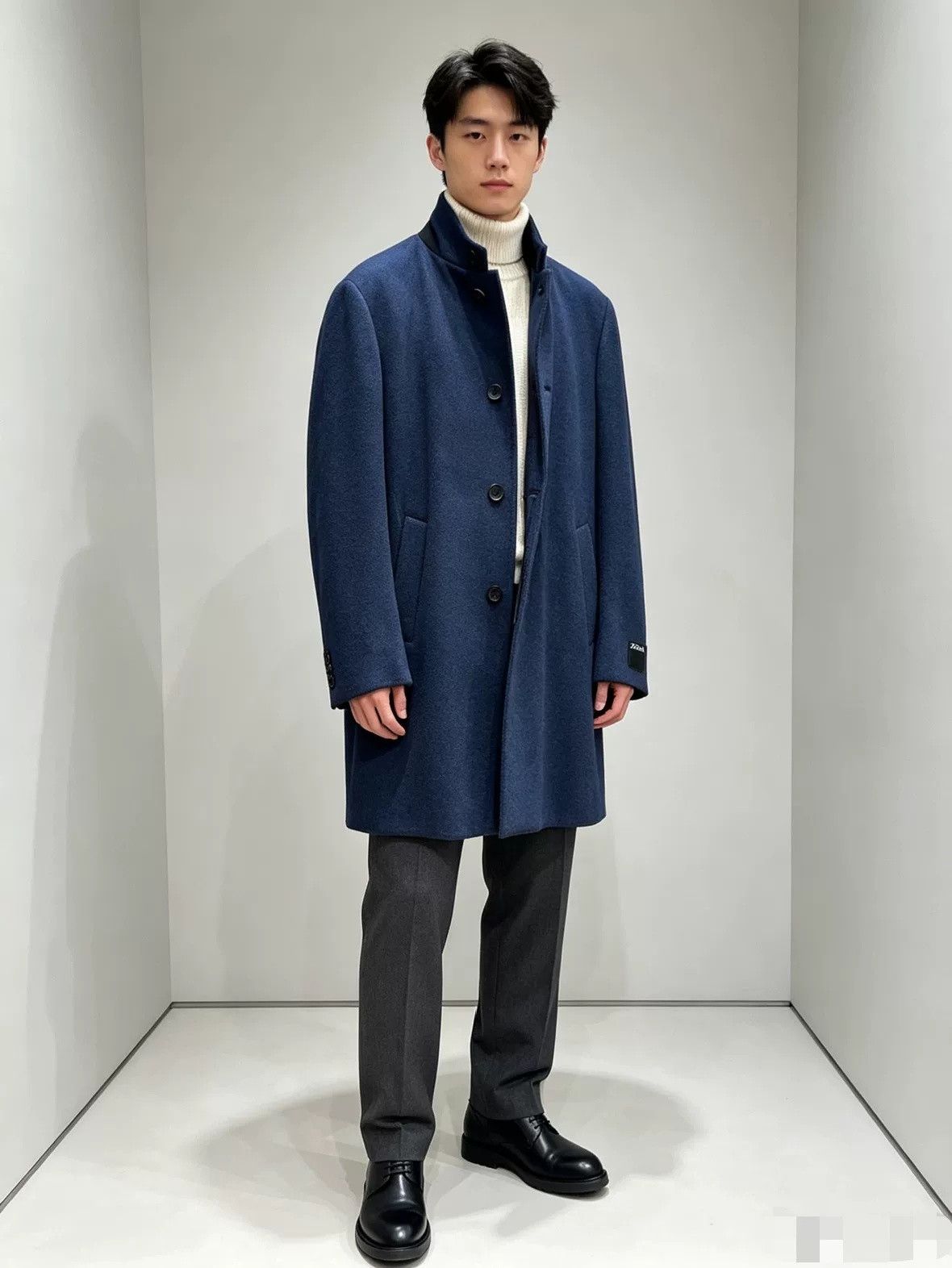 Ermenegildo Zegna Zegna Men’s Blue Wool Coat Size US L / EU 52-54 / 3 - 9 Thumbnail