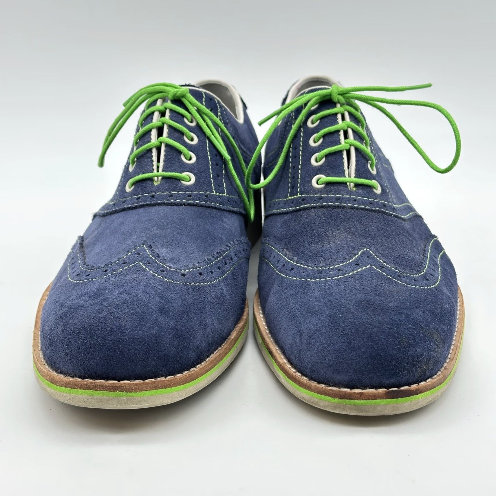 Johnston & Murphy Johnston & Murphy Mens 11 M Blue Suede Wingtip Derby Flex Oxford Shirt? Size US 11 / EU 44 - 5 Thumbnail