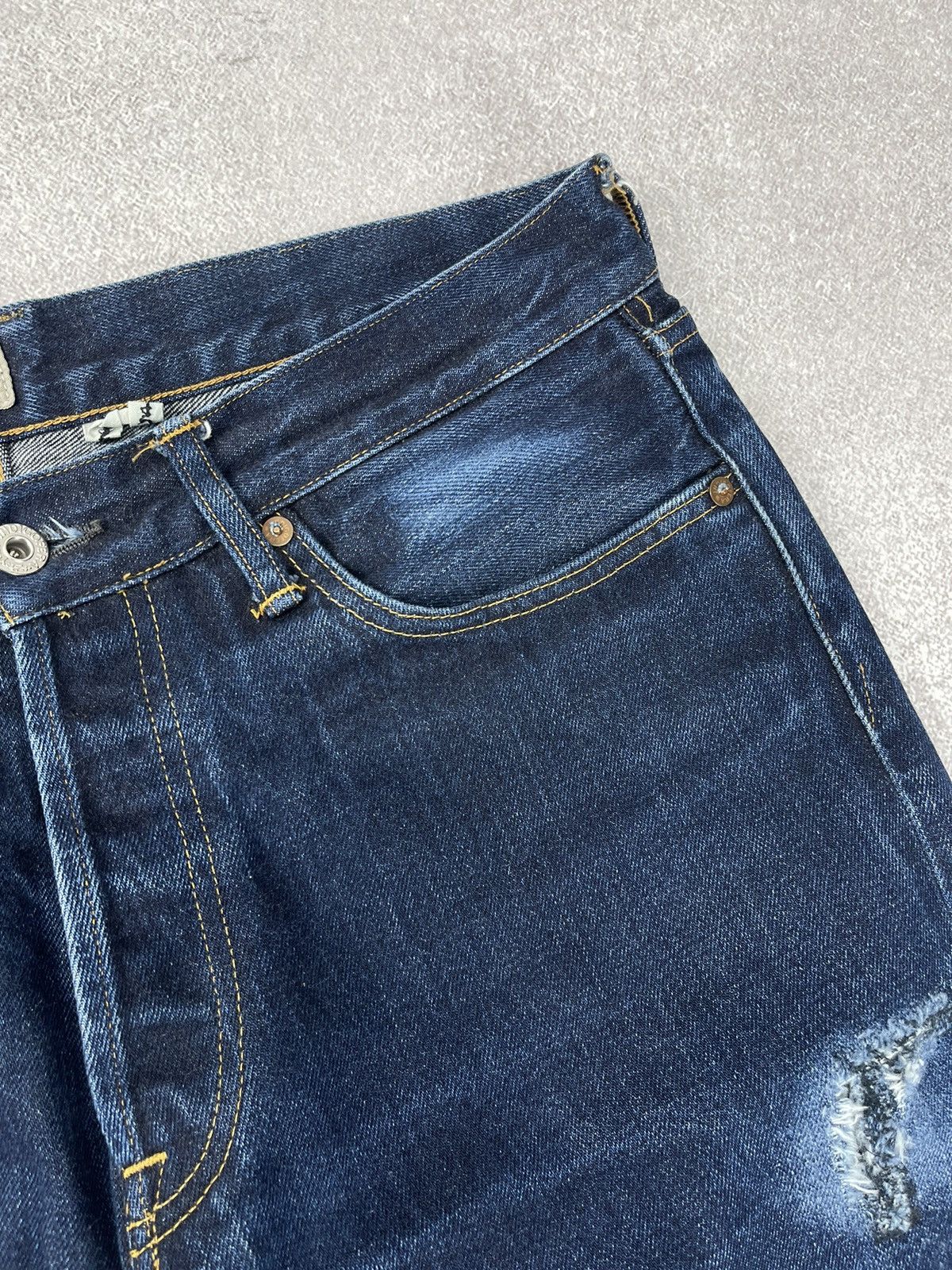 Indigofera Vintage Indigofera Selvedge Distressed Denim Jeans Size 34 Size US 34 / EU 50 - 9 Thumbnail