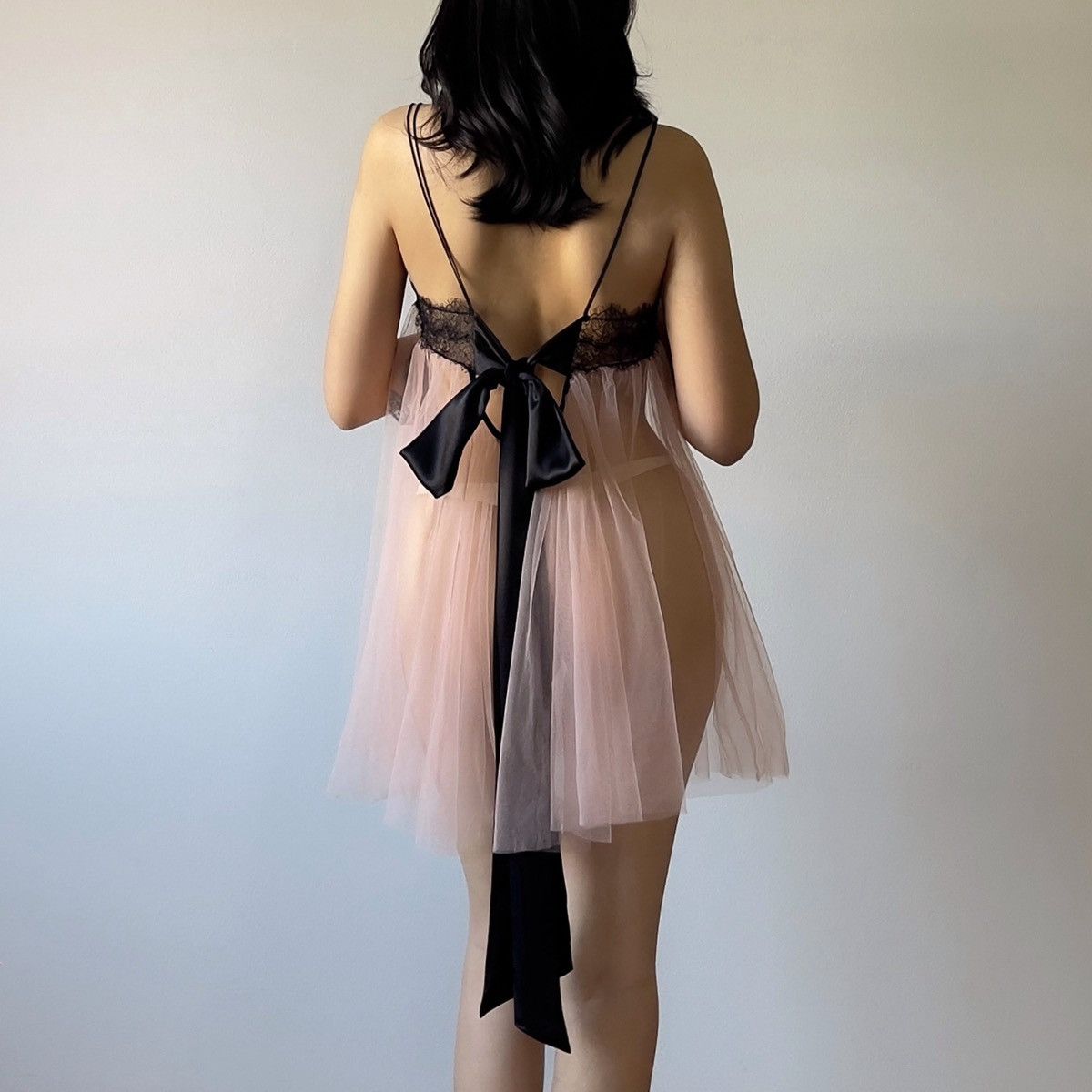 Victoria's Secret Romantic Dusty Pink Mesh & Black Lace Sheer Mini Dress/XS-M Size M / US 6-8 / IT 42-44 - 5 Thumbnail