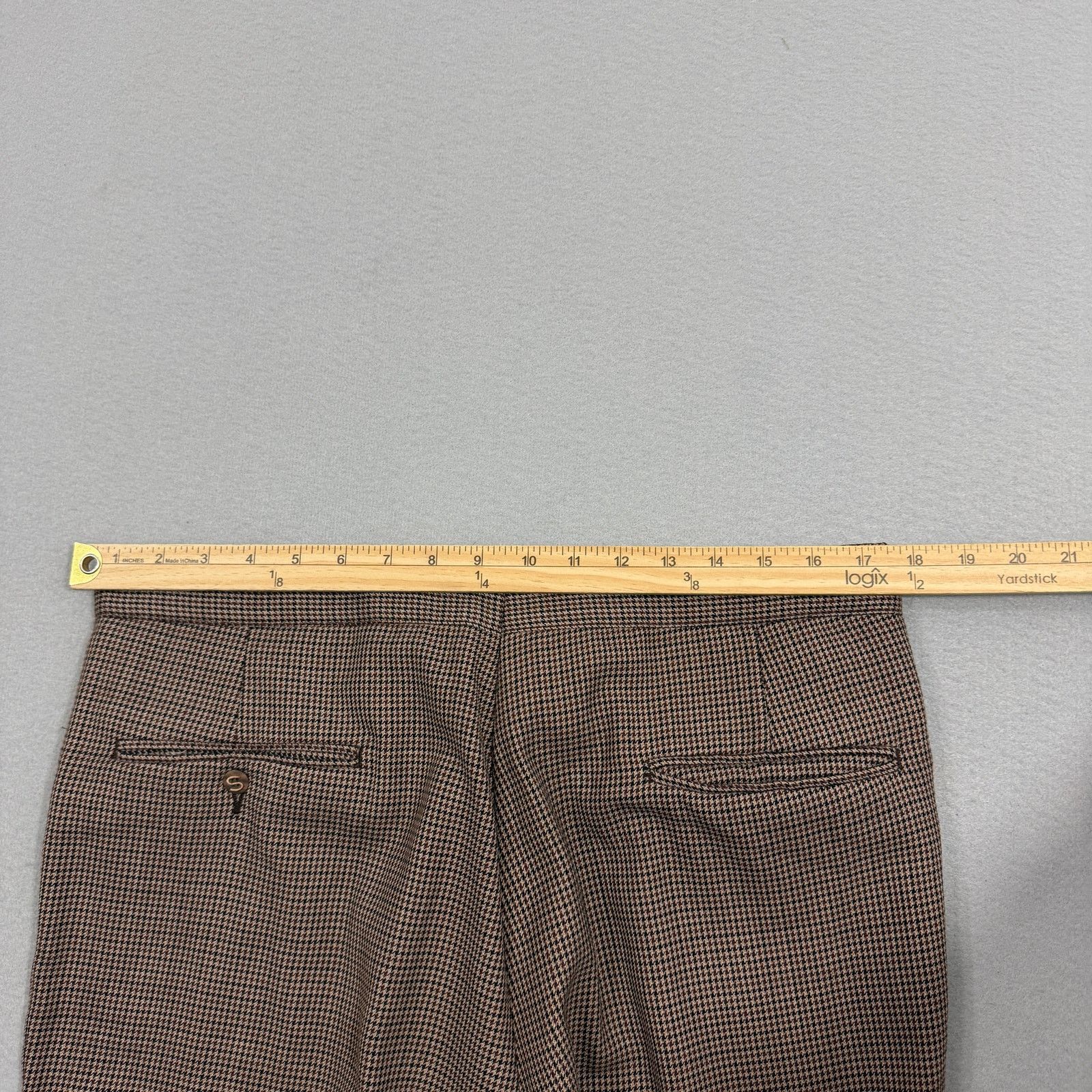 Vintage Vintage Sansabelt Houndstooth Trouser Pants 36x34 Brown 70s Size US 36 / EU 52 - 9 Thumbnail