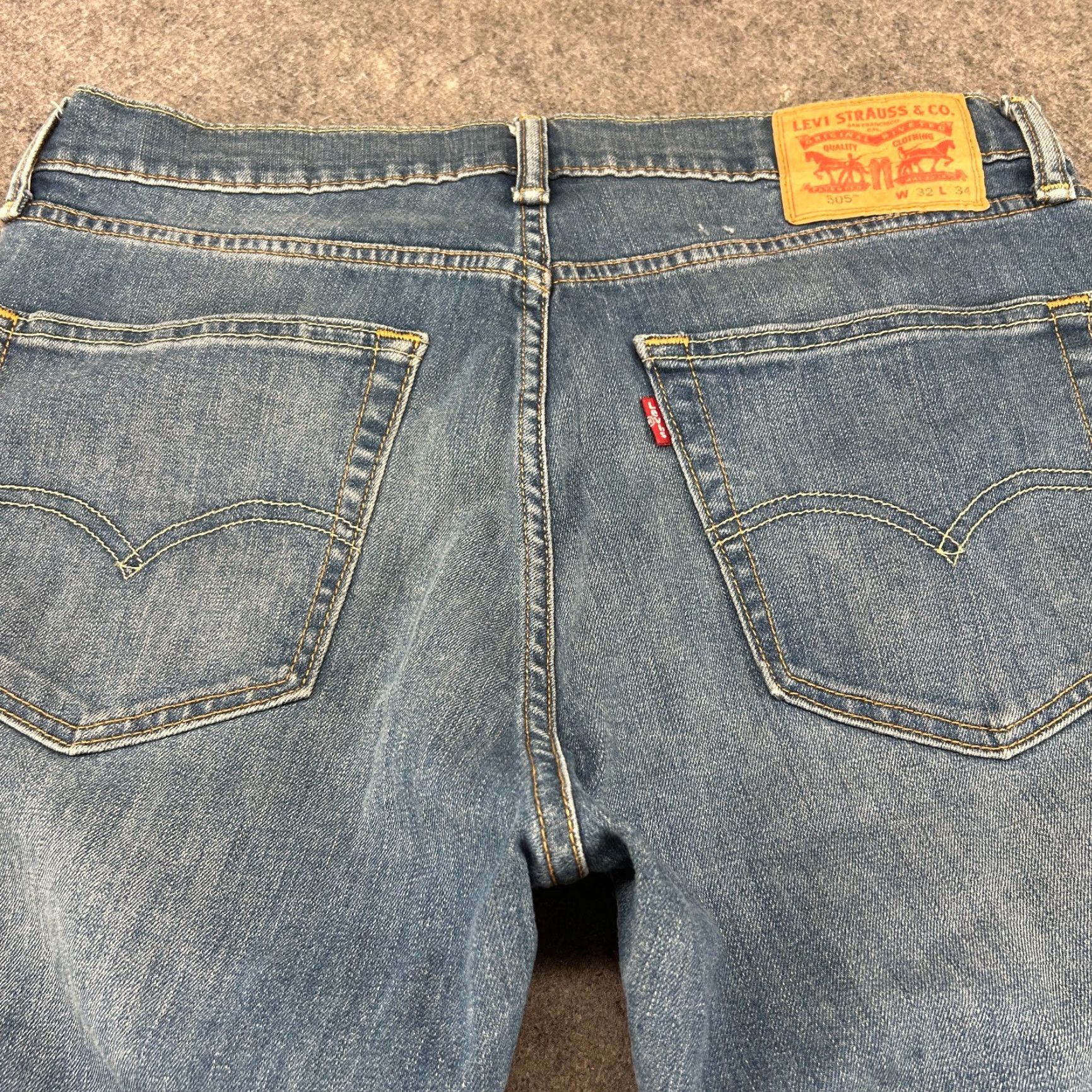 Levi's Levi's 505 Jeans Mens 32x34 Blue Regular Fit Straight Size US 32 / EU 48 - 6 Thumbnail