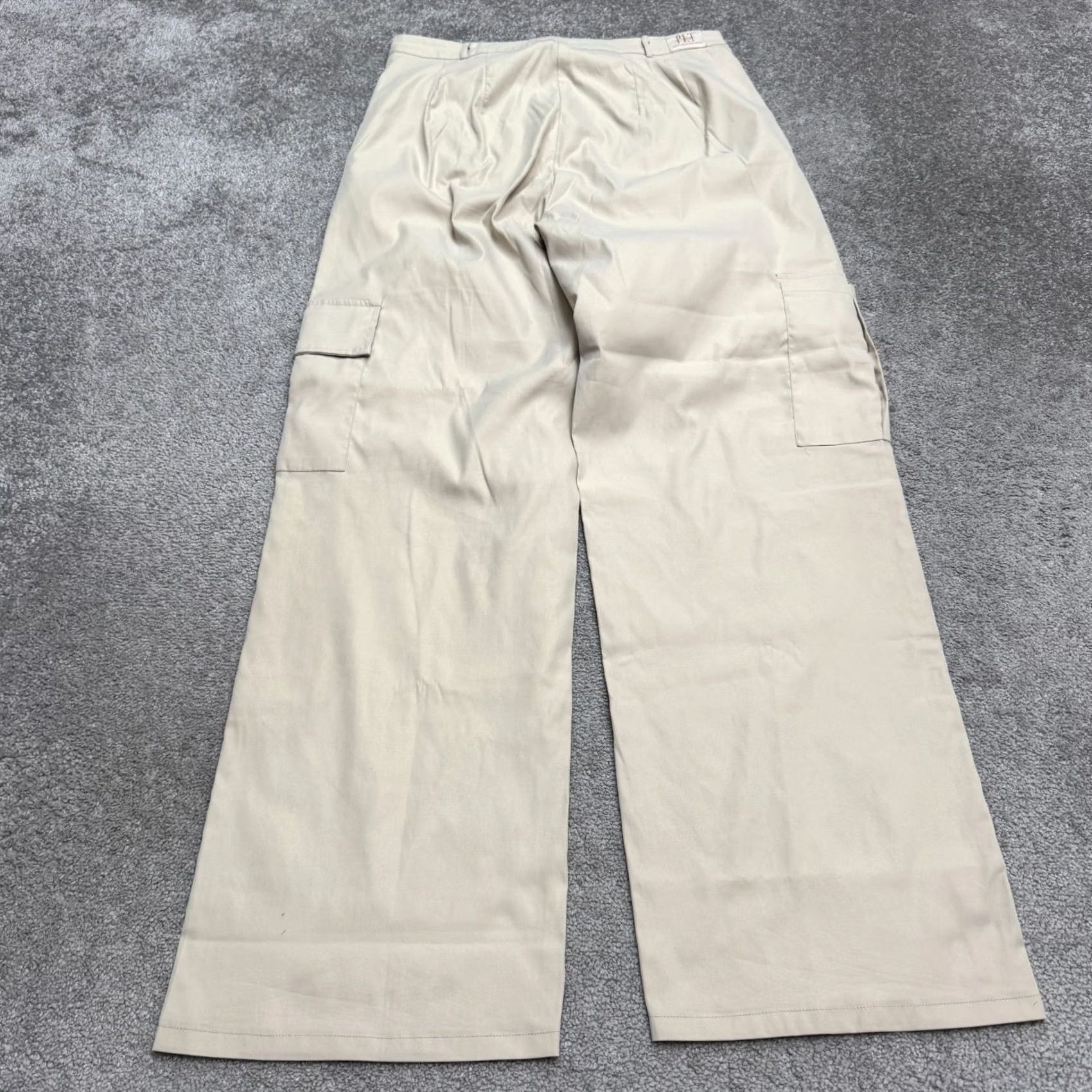 PrettyLittleThing VINTAGE: PRETTYLITTLETHING PLT? Shape? Wide Leg Cargo Pants Womens 14 Beige High Rise 34x34 Size 36" / US 14 / IT 50 - 2 Thumbnail