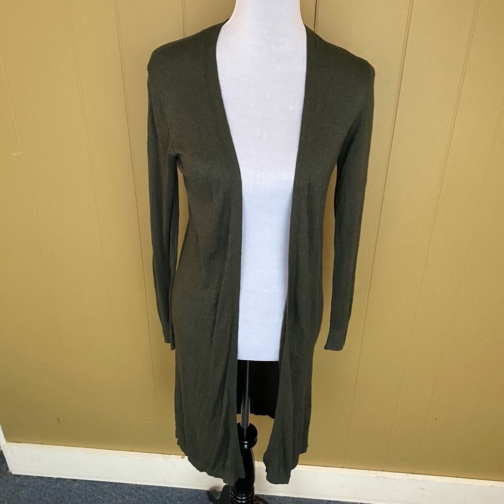 H&M H&M women S open front lightweight longsleeve cardigan olive Size S / US 4 / IT 40 - 1 Thumbnail
