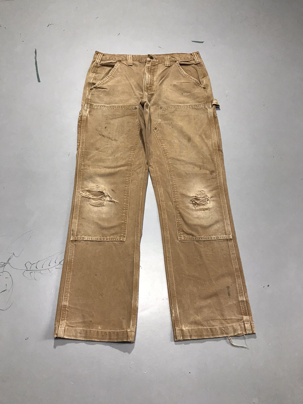 Vintage Carhartt double knee workwear distressed denim