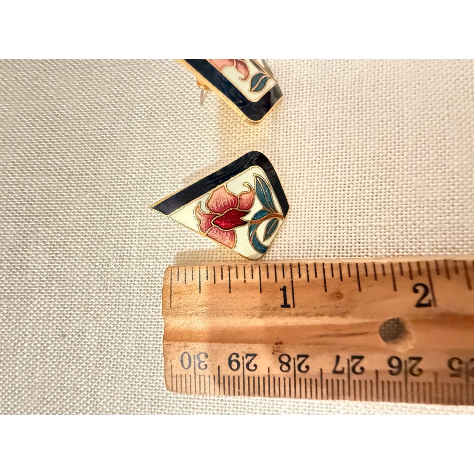 Other Vintage Signed Cloisonné Floral Post Earrings Gold Tone Size ONE SIZE - 6 Thumbnail