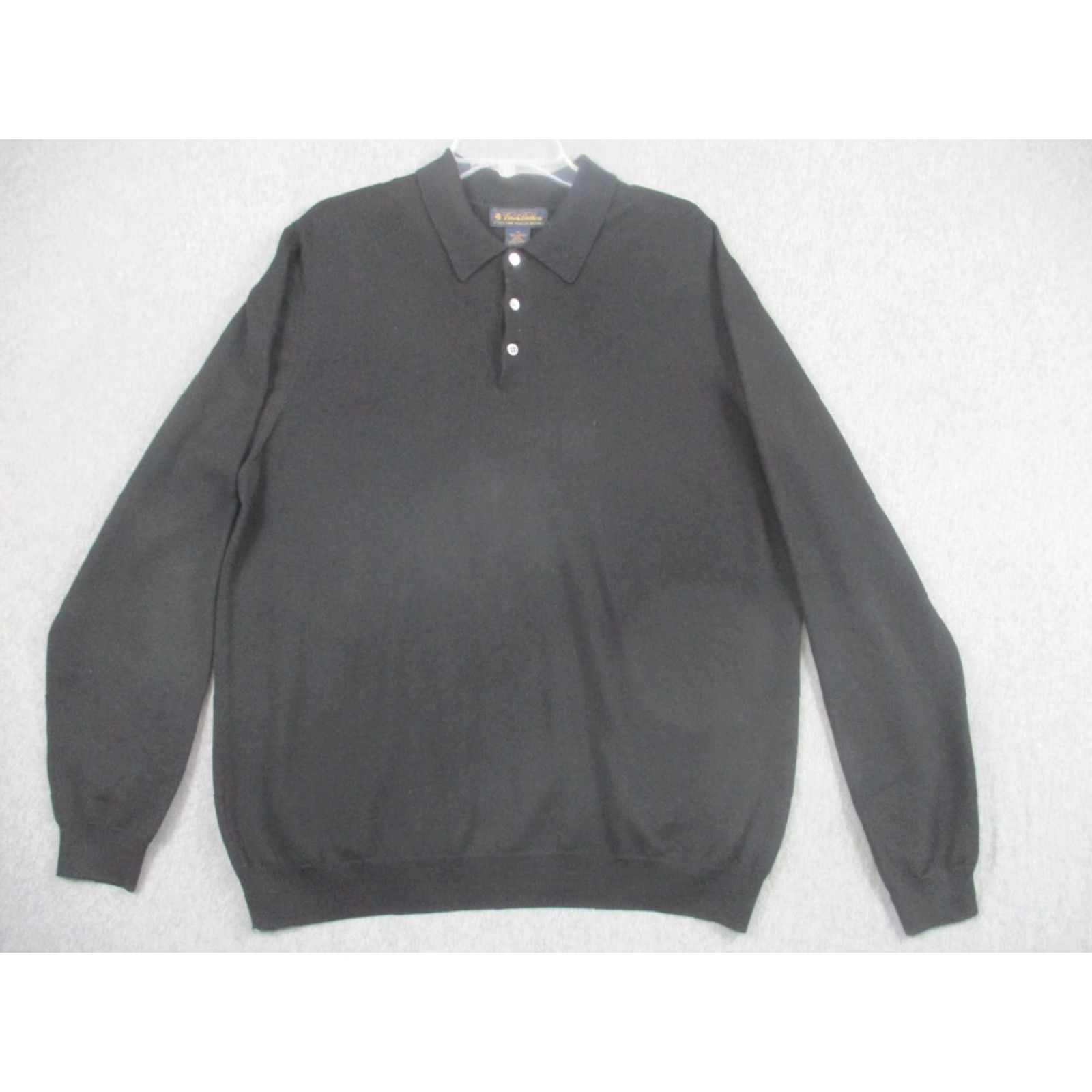 Brooks Brothers VINTAGE Brooks Brothers Sweater Mens XL Black Italian Merino Wool Collared Knit Size US XL / EU 56 / 4 - 2 Thumbnail