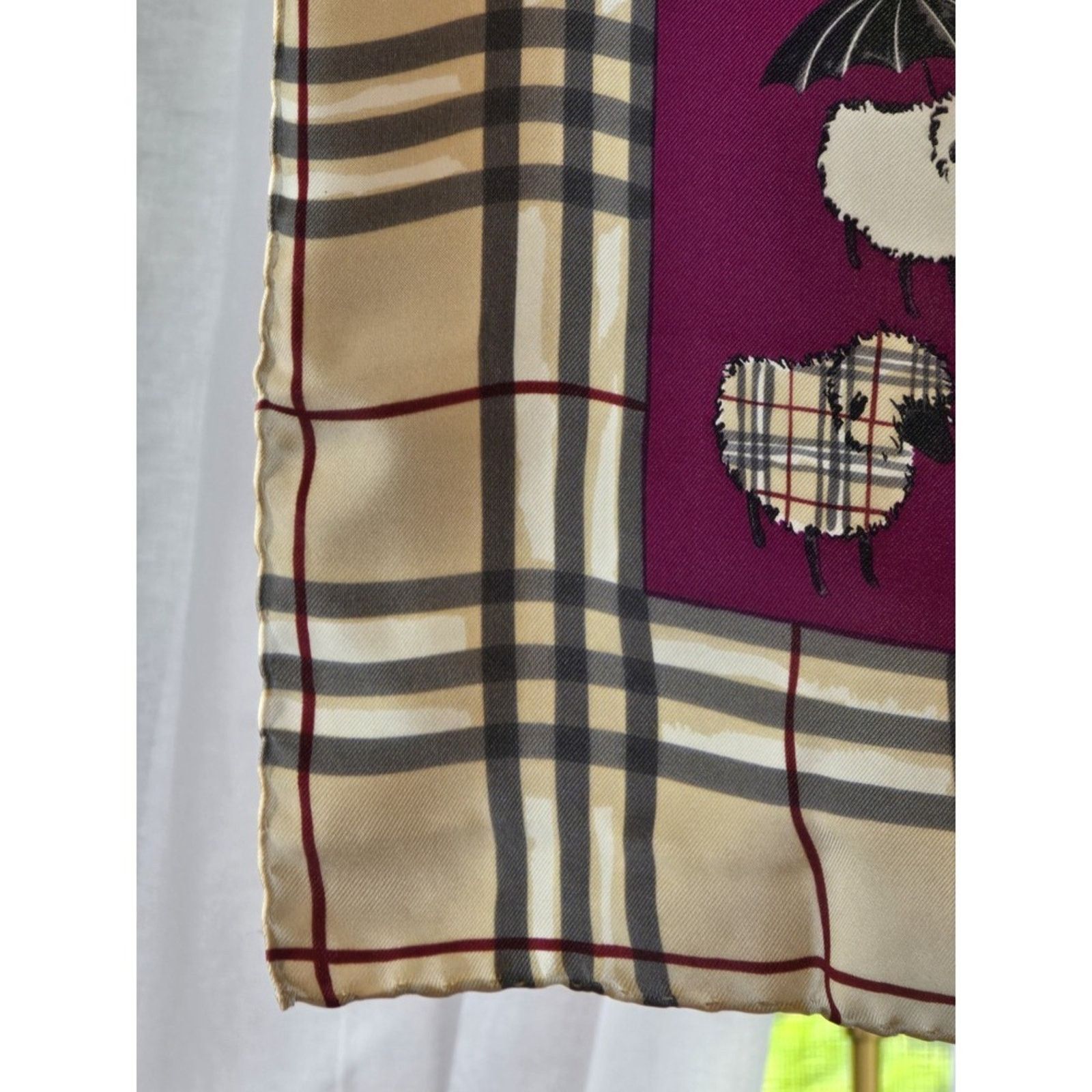 Burberry Burberry Silk Scarf Nova Check‎ Sheep Umbrella Print 18.5" Size ONE SIZE - 9 Thumbnail