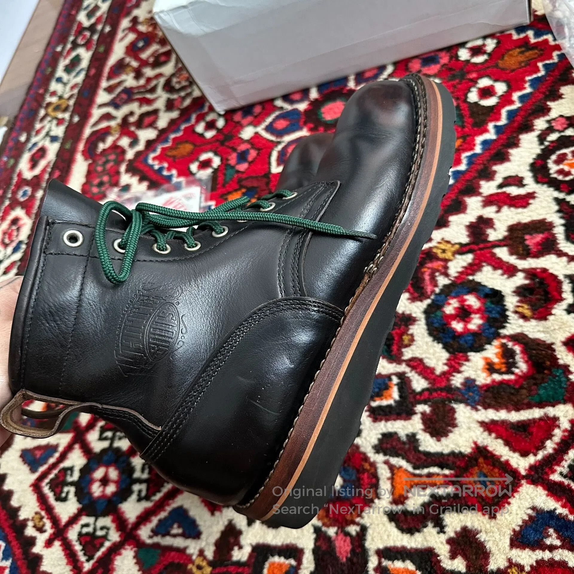 White's Boots Black Leather Boots with Green Laces. Size US 8.5 / EU 41-42 - 3 Thumbnail
