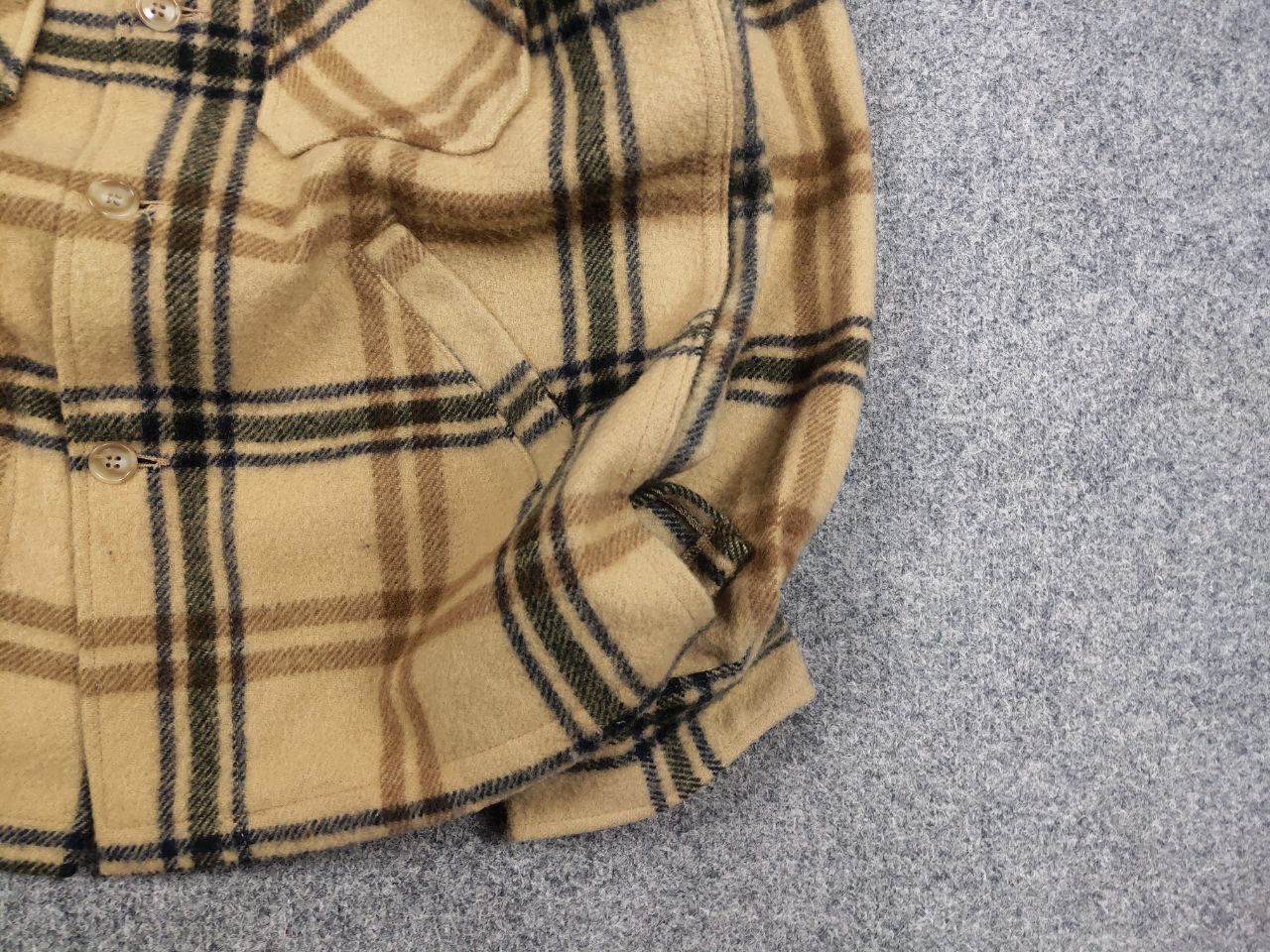 Vintage 60's Woolrich USA Plaid Wool Coat Pocket Jacket