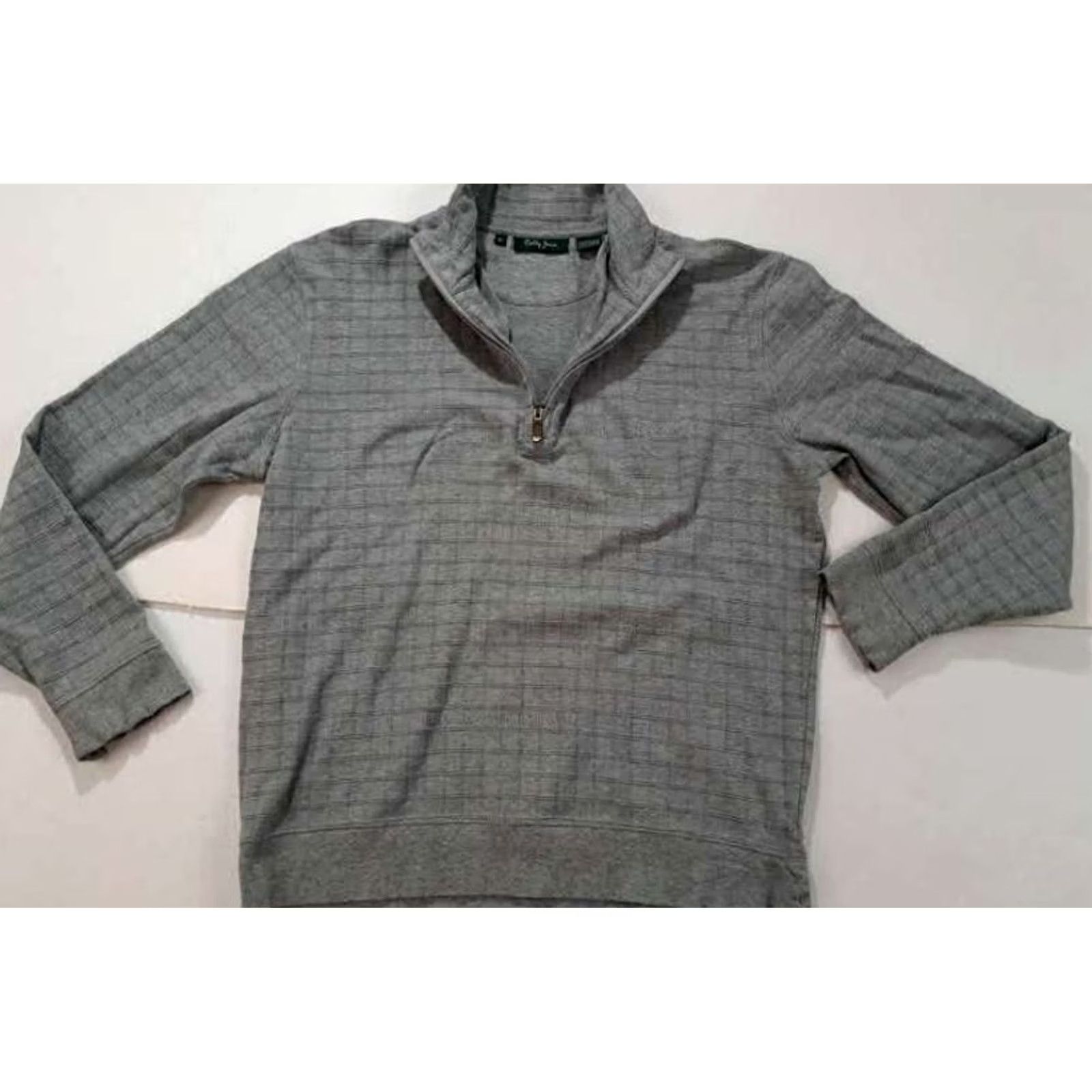 Vintage VINTAGE Bobby Jones 1/4 Zip Squares Knit Pima Cotton Sweater Men Medium Gray Bobby Jones Pullover Knit Sweater Size US M / EU 48-50 / 2 - 3 Thumbnail