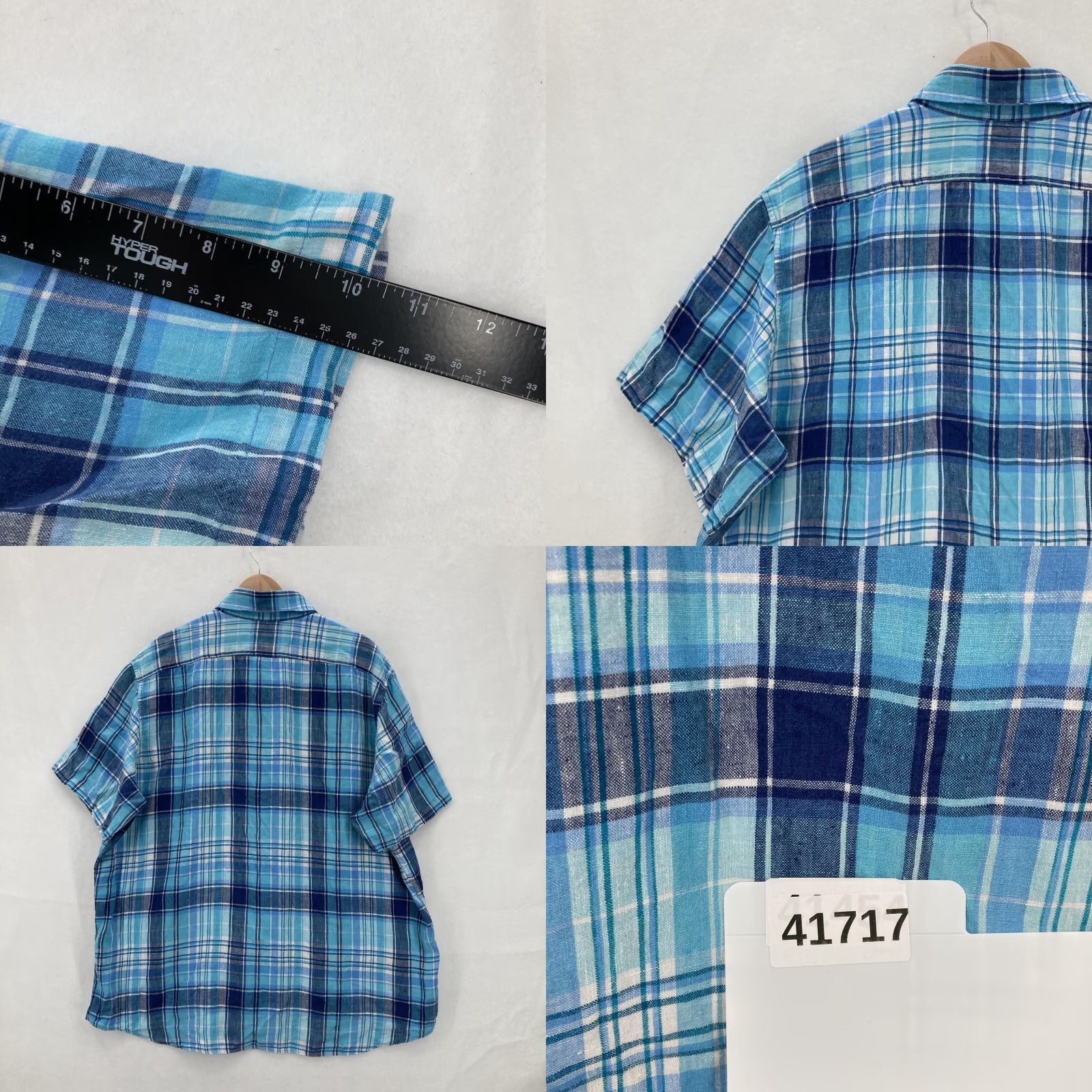 Vintage VINTAGE L.L.Bean Shirt Mens 2XL Blue Plaid Linen Short Sleeve Button-Down Fitted Preppy Size US XXL / EU 58 / 5 - 8 Thumbnail