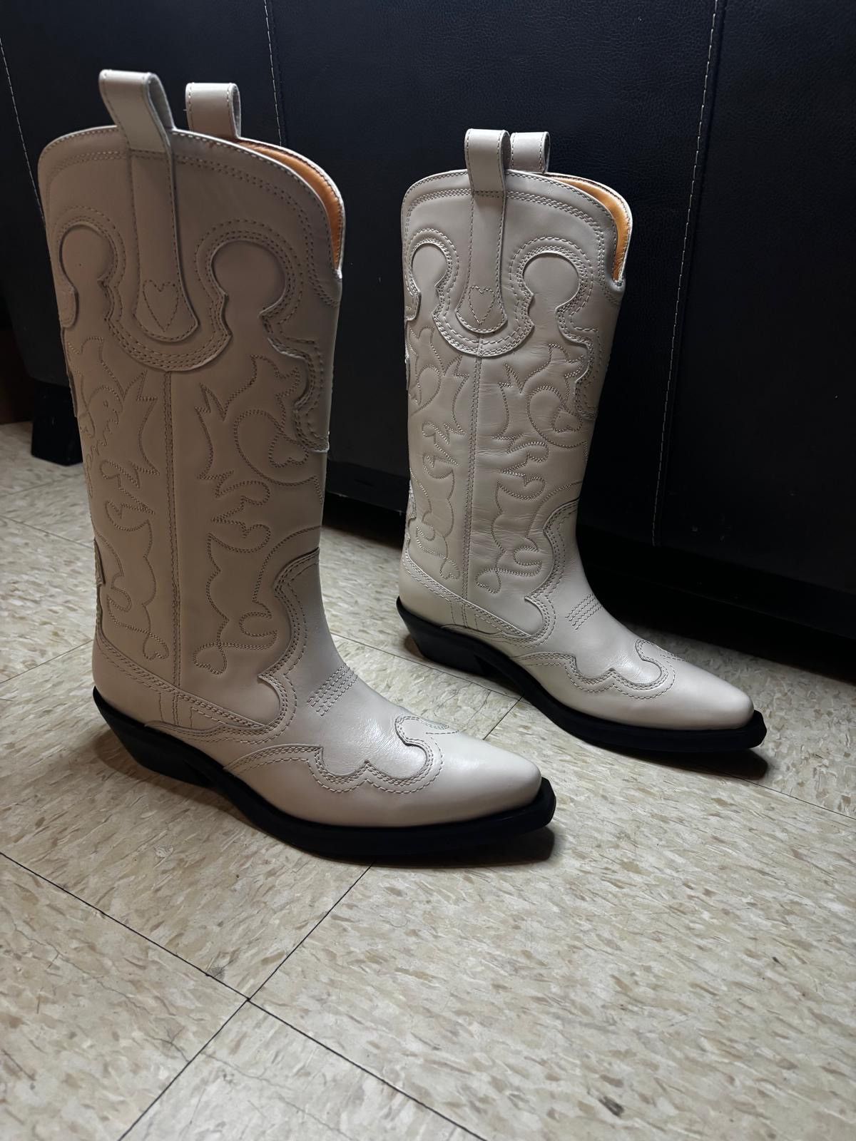 Ganni Ganni Mid Shaft Embroidered Western Boots Size US 8.5 / IT 38.5 - 3 Thumbnail