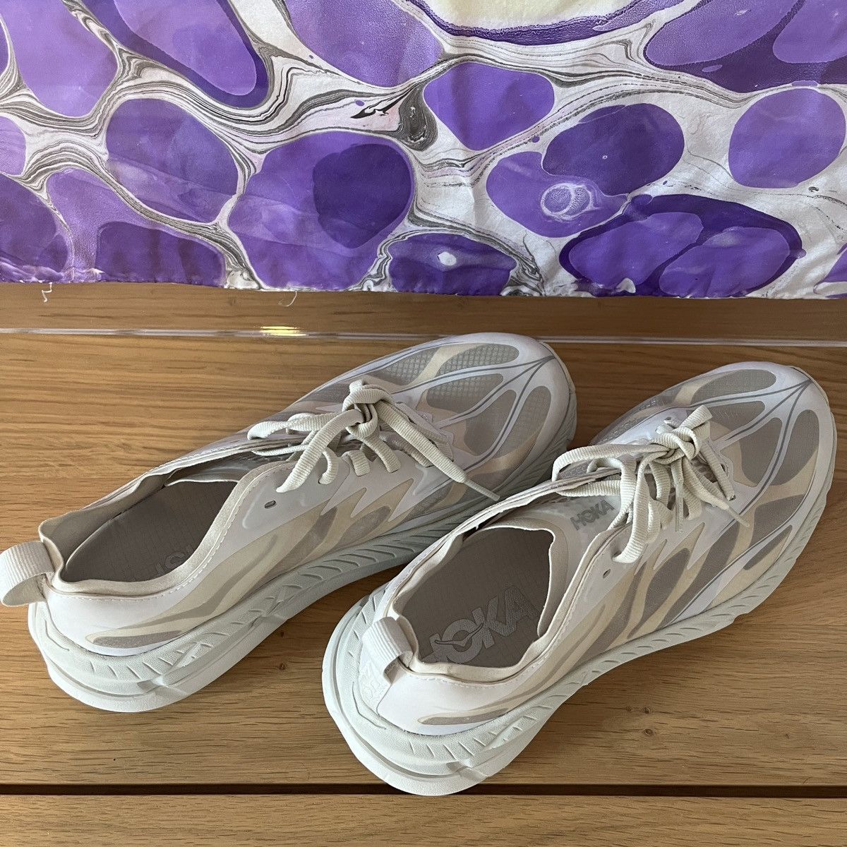 Hoka × Satisfy 🌊 SAMPLE UNRELEASED Satisfy Hoka Mafate 4 Lite STSFY Bone Size US 6 / EU 39 - 5 Thumbnail