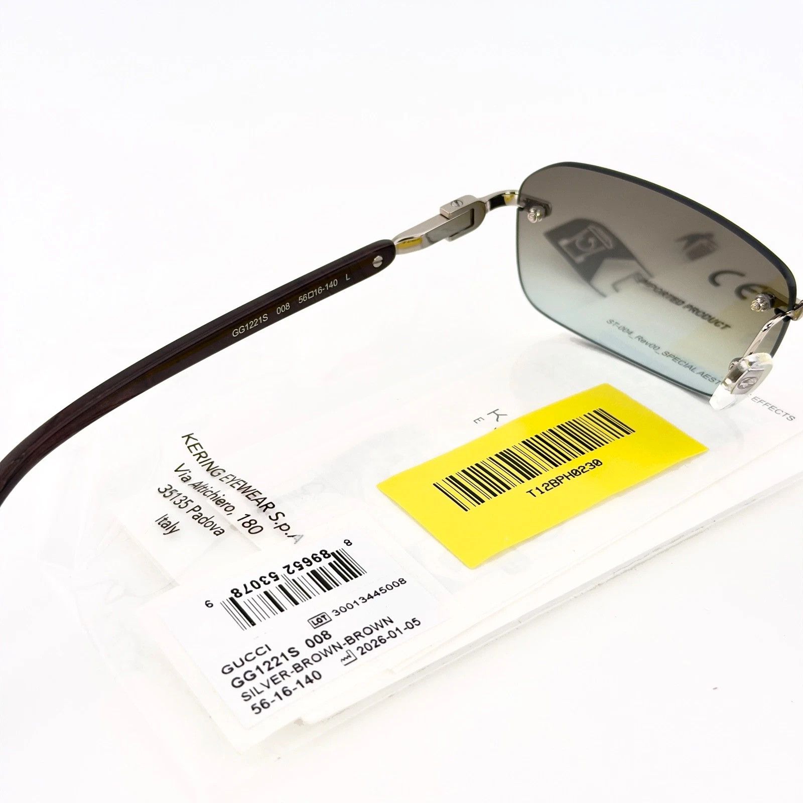 Gucci GUCCI GG1221S WEB Logo 1221 Silver 008 Narrow Sunglasses Size ONE SIZE - 6 Thumbnail