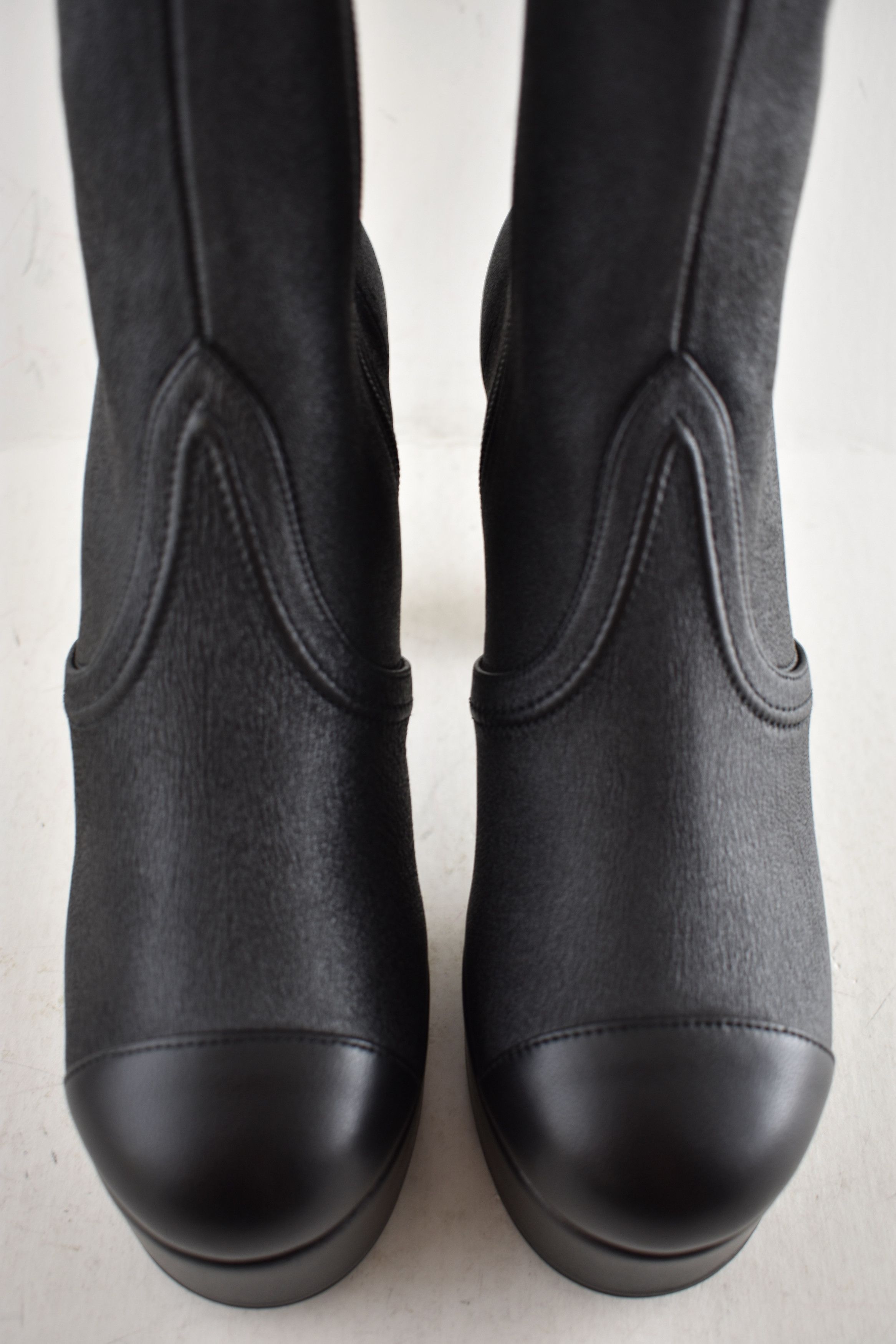 Chanel 24K Lambskin CC Platform Block Heel Knee High Boots 37.5C Size US 7.5 / IT 37.5 - 11 Thumbnail