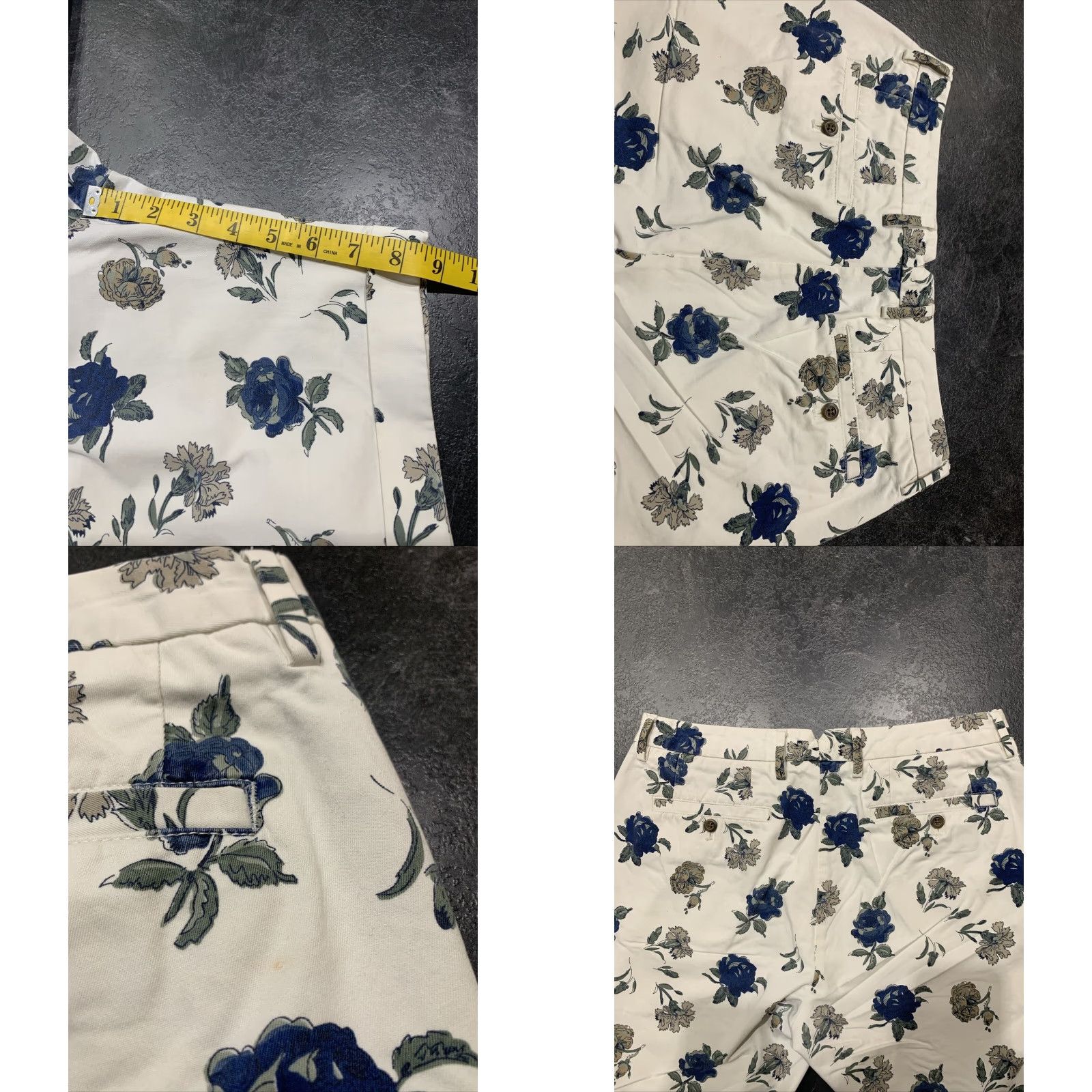 Bonobos Bonobos 32" Blue Floral Hawaiian Flat Front Cotton Shorts Regular Fit Mens Size US 32 / EU 48 - 8 Thumbnail