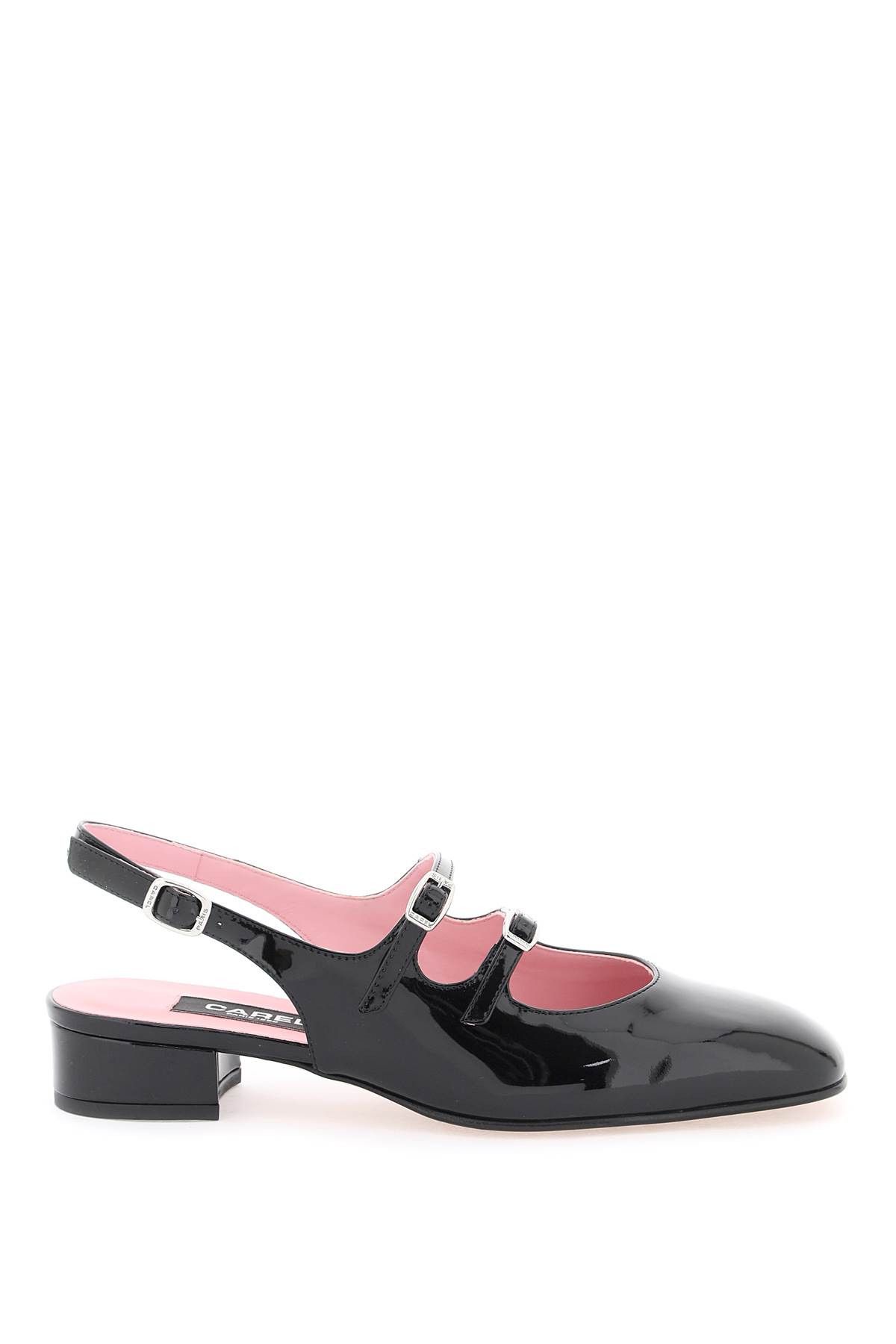 image of Carel Paris Patent Leather PãªChe Slingback Mary Jane Shoes in Nero, Women's (Size 11)