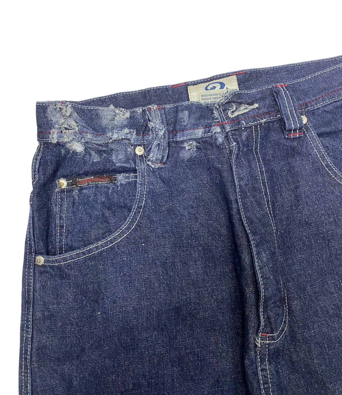 JNCO 🔥BAGGY DENIM CARGO PANTS PIKO HAWAIIAN DISTRESS RIPS DENIM Size US 30 / EU 46 - 8 Thumbnail