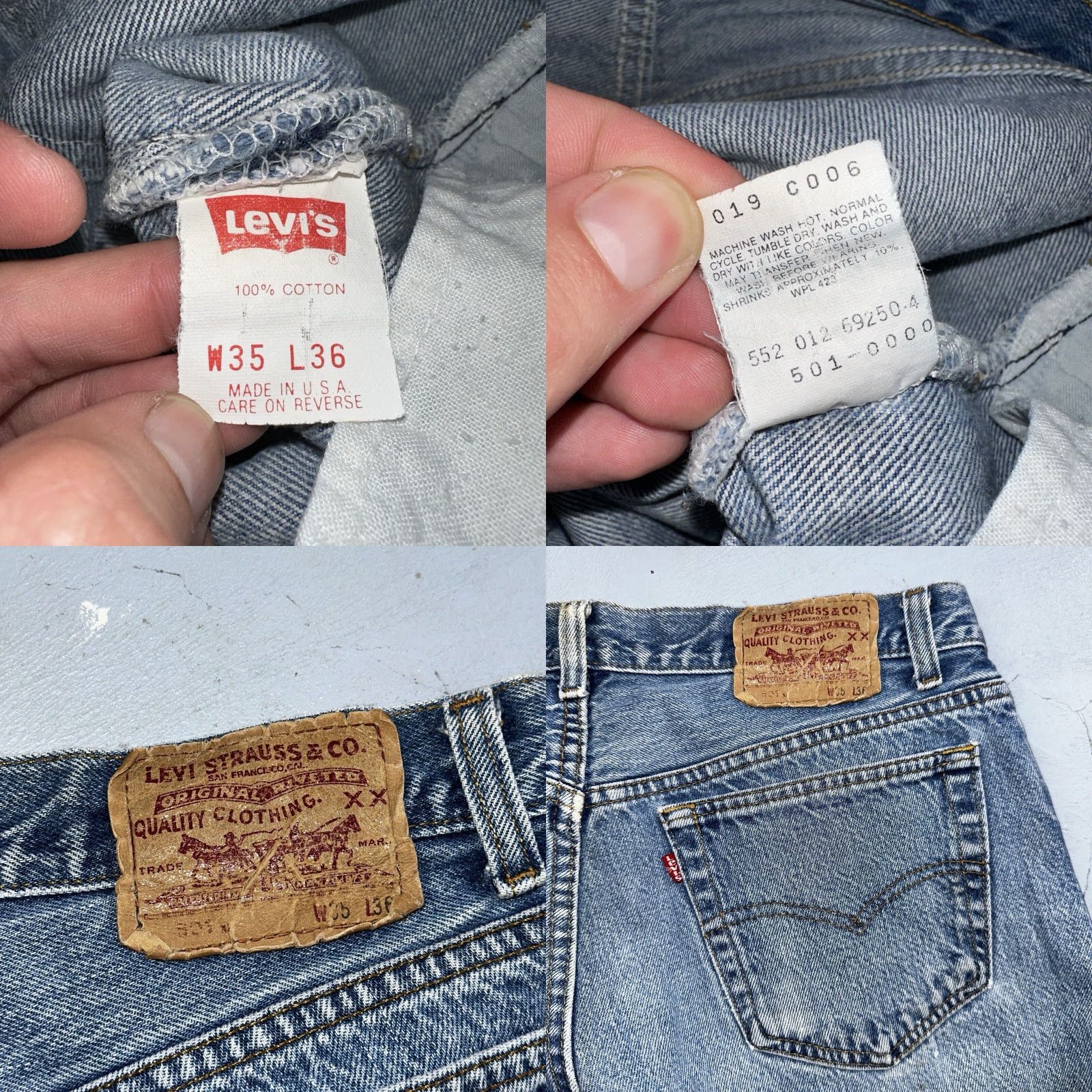 Levi's VINTAGE Levis 501 Jeans Men 35x36 Light Wash USA 80s 90s XX Straight Leg Size US 35 - 9 Thumbnail
