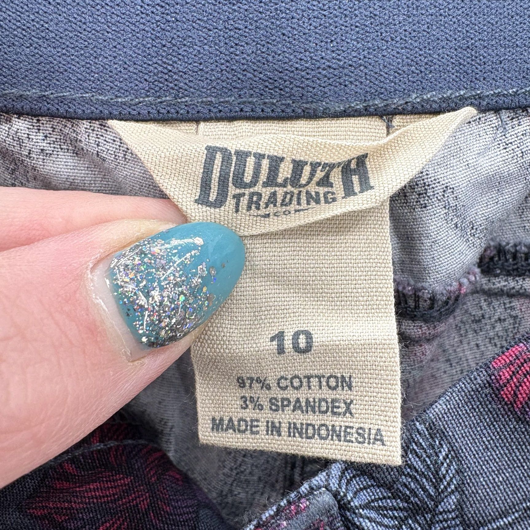 Duluth Trading Company Duluth Pedal Pusher Pants Womens 10 Gray Floral Stretch Size 32" / US 10 / IT 46 - 4 Thumbnail